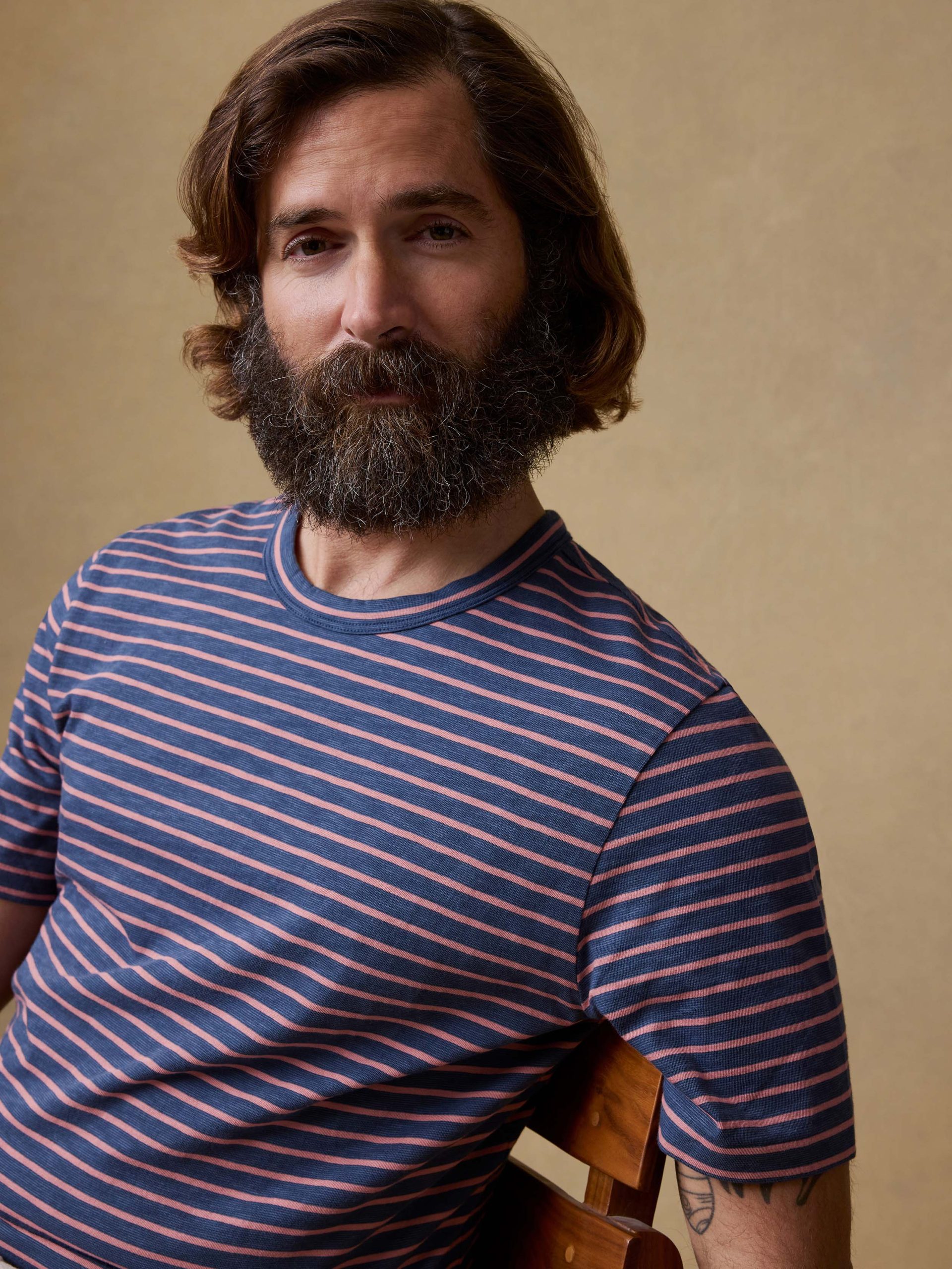Sunwashed Regenerative Tee - Navy Rose Stripe - Image 5