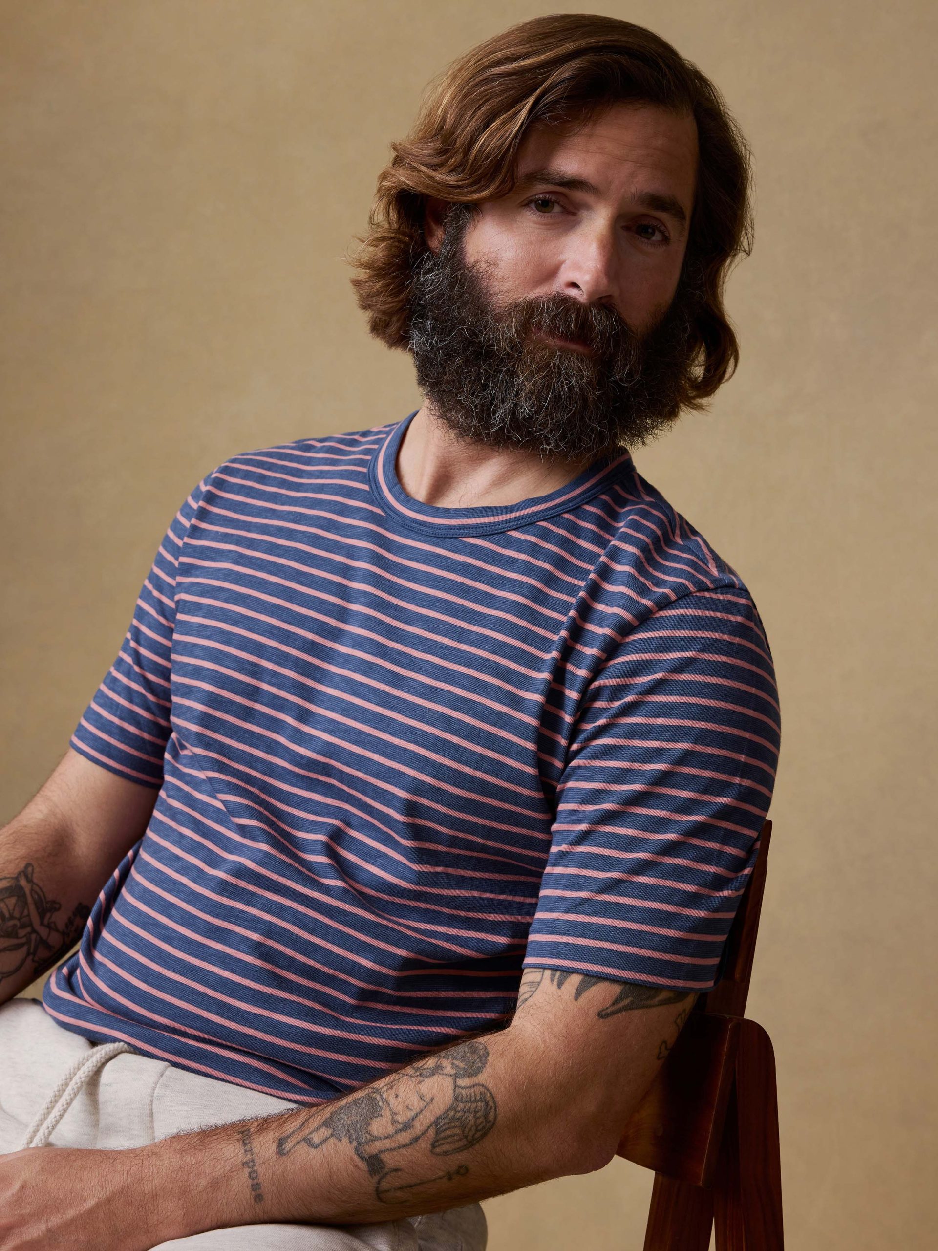 Sunwashed Regenerative Tee - Navy Rose Stripe - Image 2