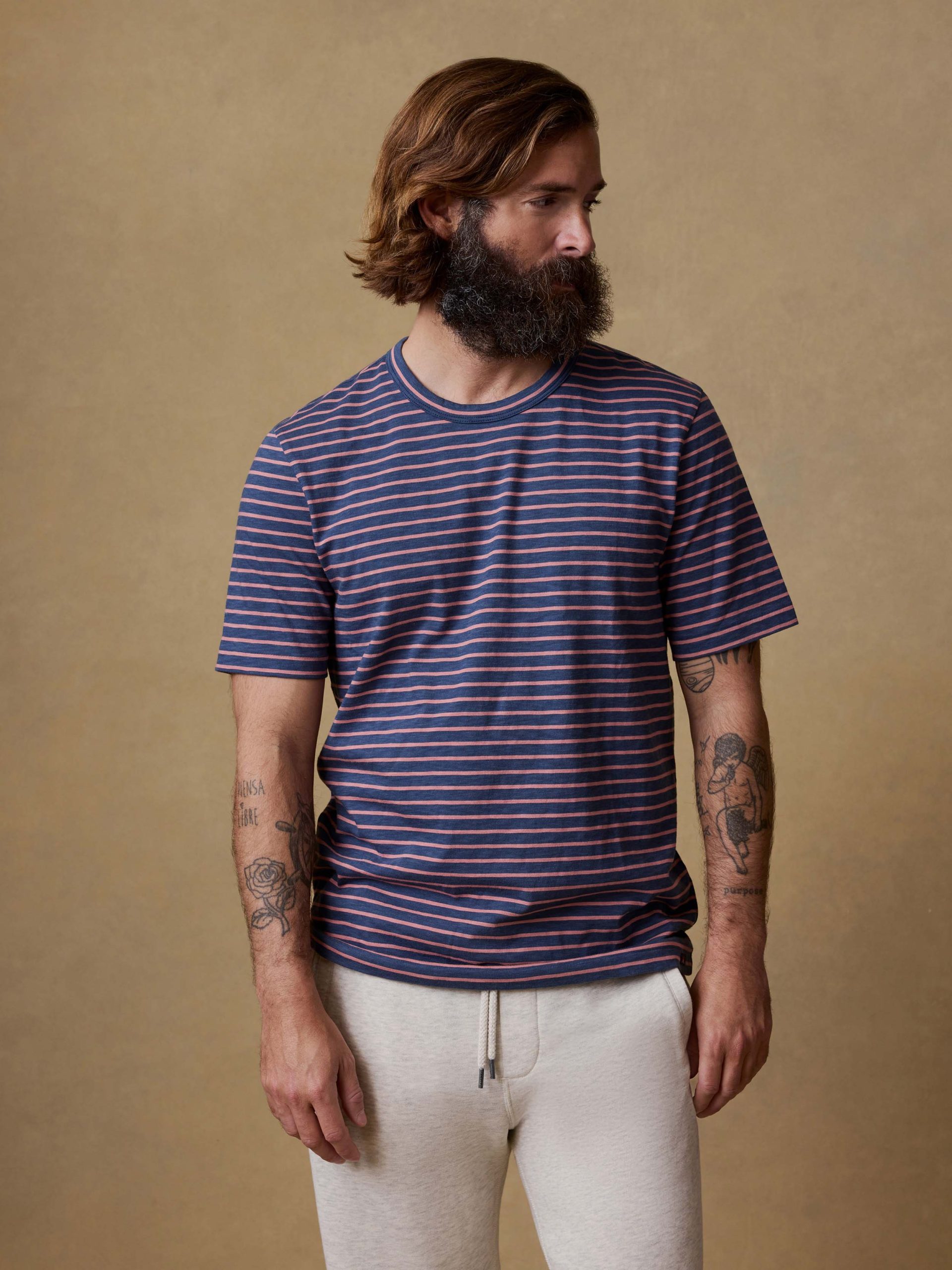 Sunwashed Regenerative Tee - Navy Rose Stripe - Image 3