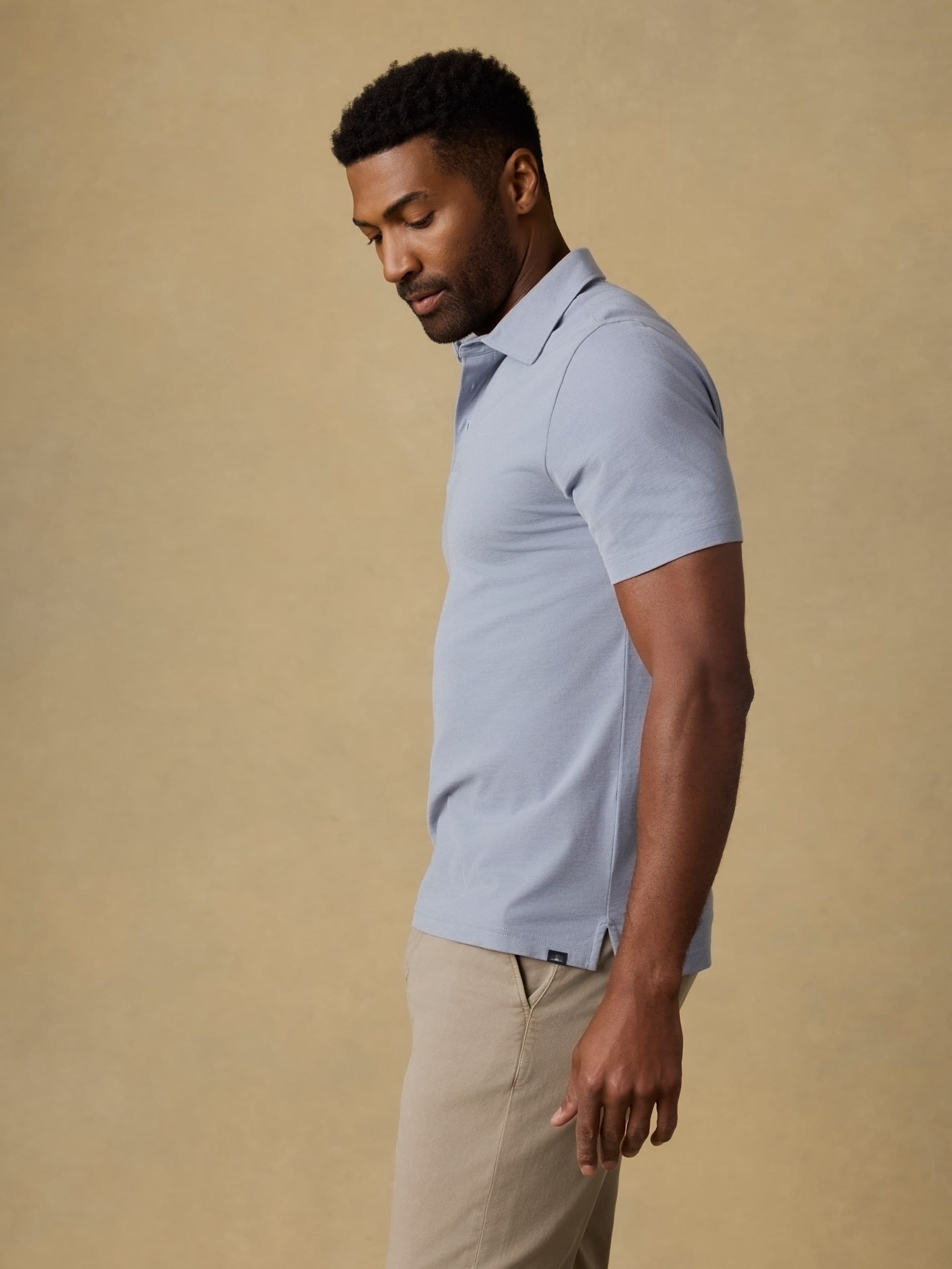 Short-Sleeve Movement? Pique Polo - Flint White Melange - Image 6