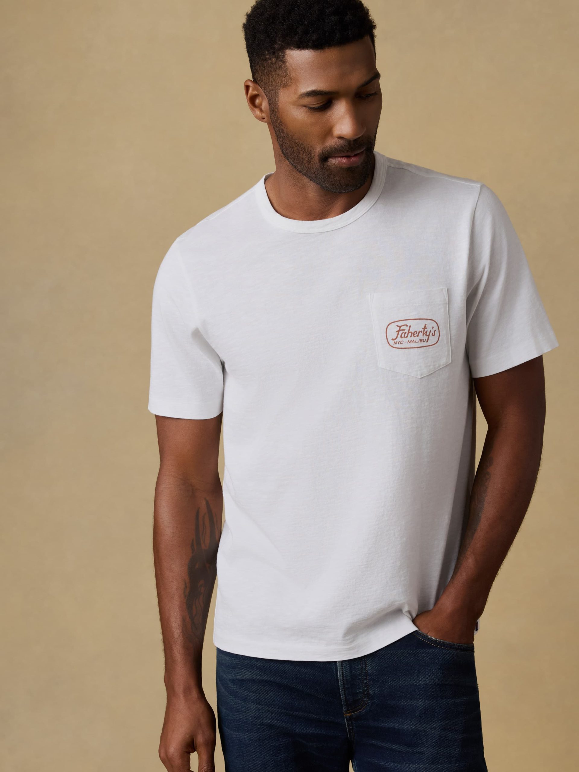 Surf Shop Sunwashed Pocket Tee - White - Image 6