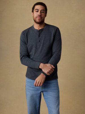 Sunwashed Slub Henley - Graphite