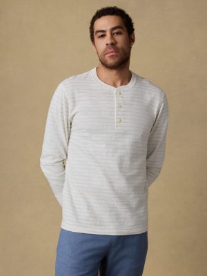 Sunwashed Slub Henley - Ivory Rock Stripe