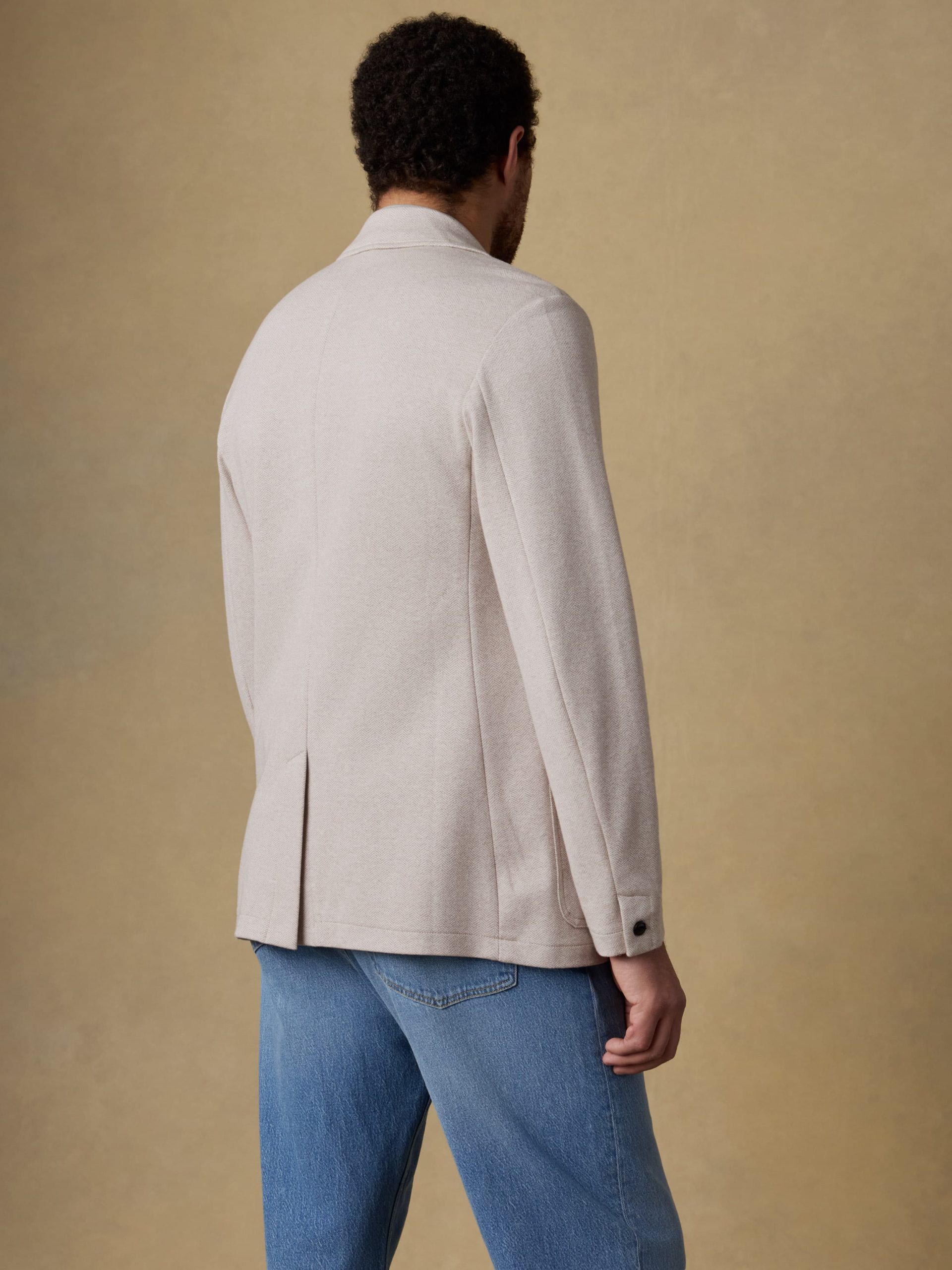 Inlet Knit Tweed Blazer - Khaki Stone Herringbone - Image 3