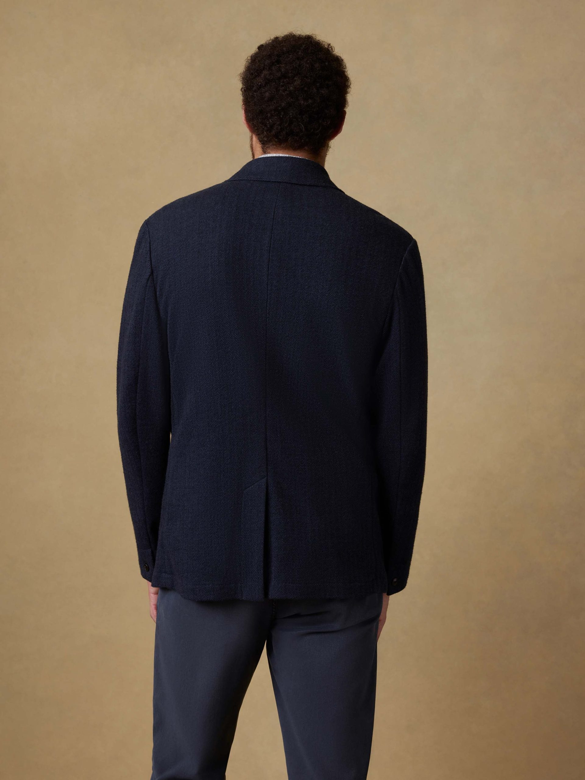 Inlet Knit Tweed Blazer - Navy Twilight Herringbone - Image 3
