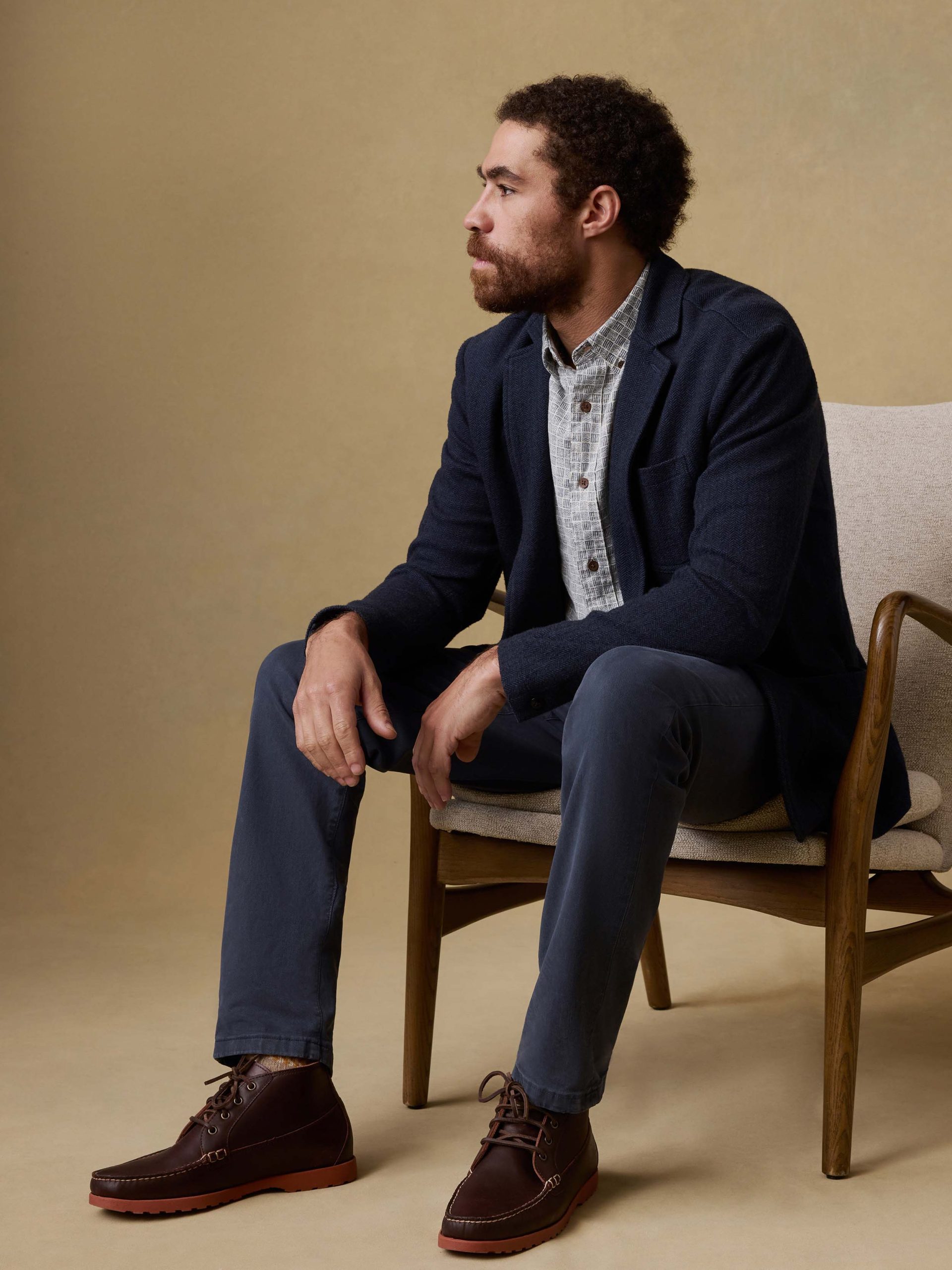 Inlet Knit Tweed Blazer - Navy Twilight Herringbone - Image 2