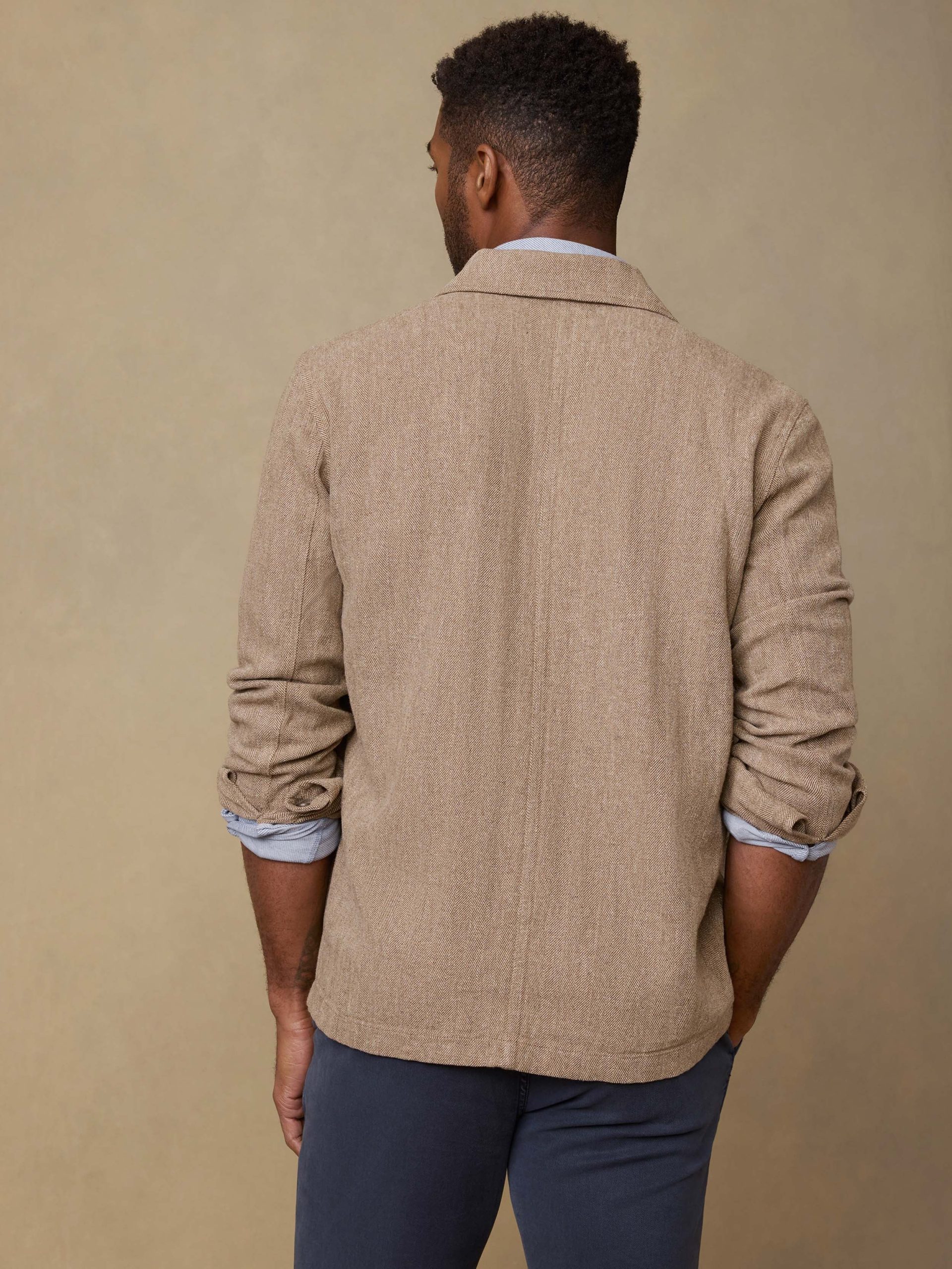 Herringbone Studio Jacket - Khaki Herringbone - Image 3