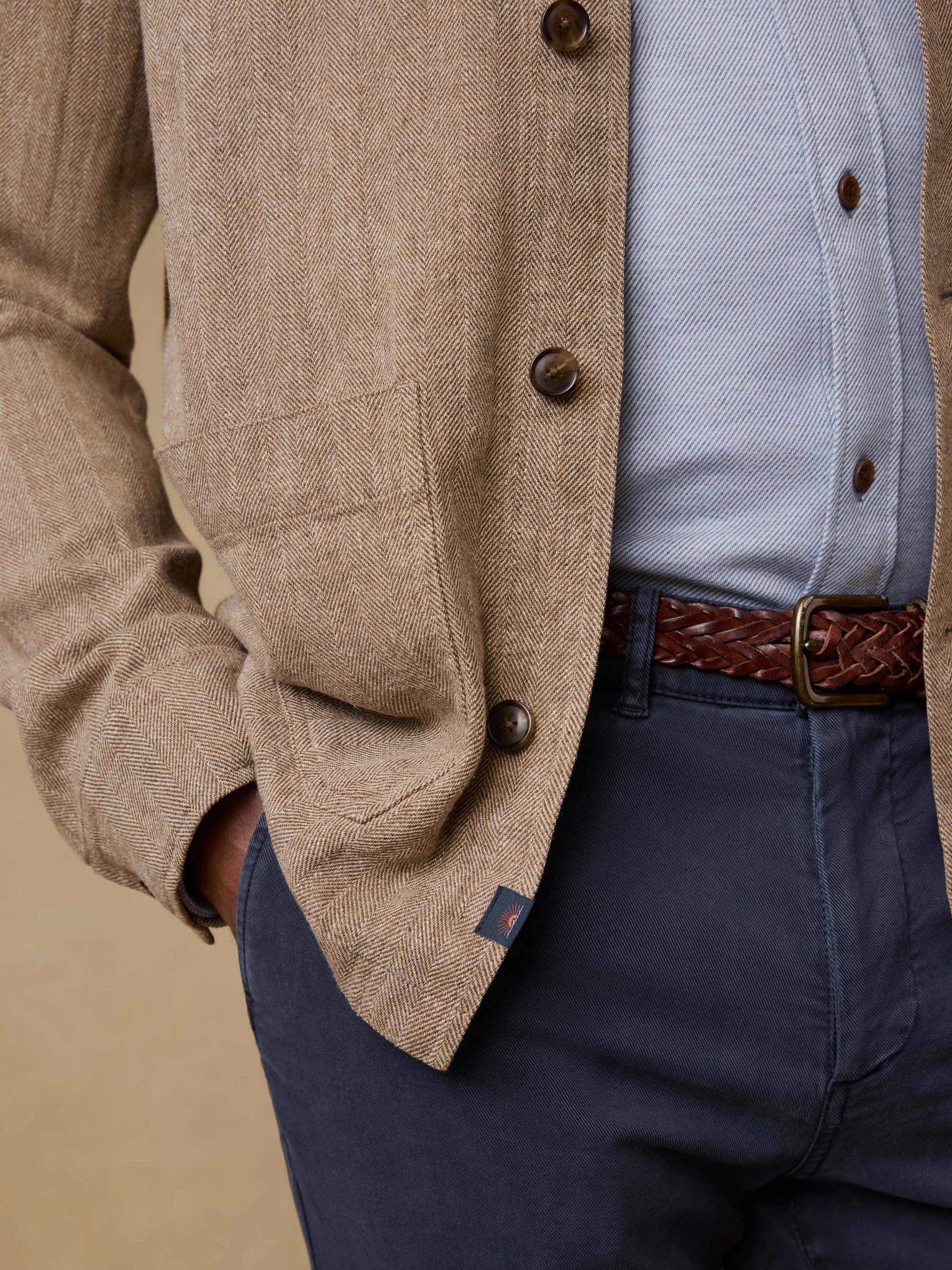 Herringbone Studio Jacket - Khaki Herringbone - Image 6
