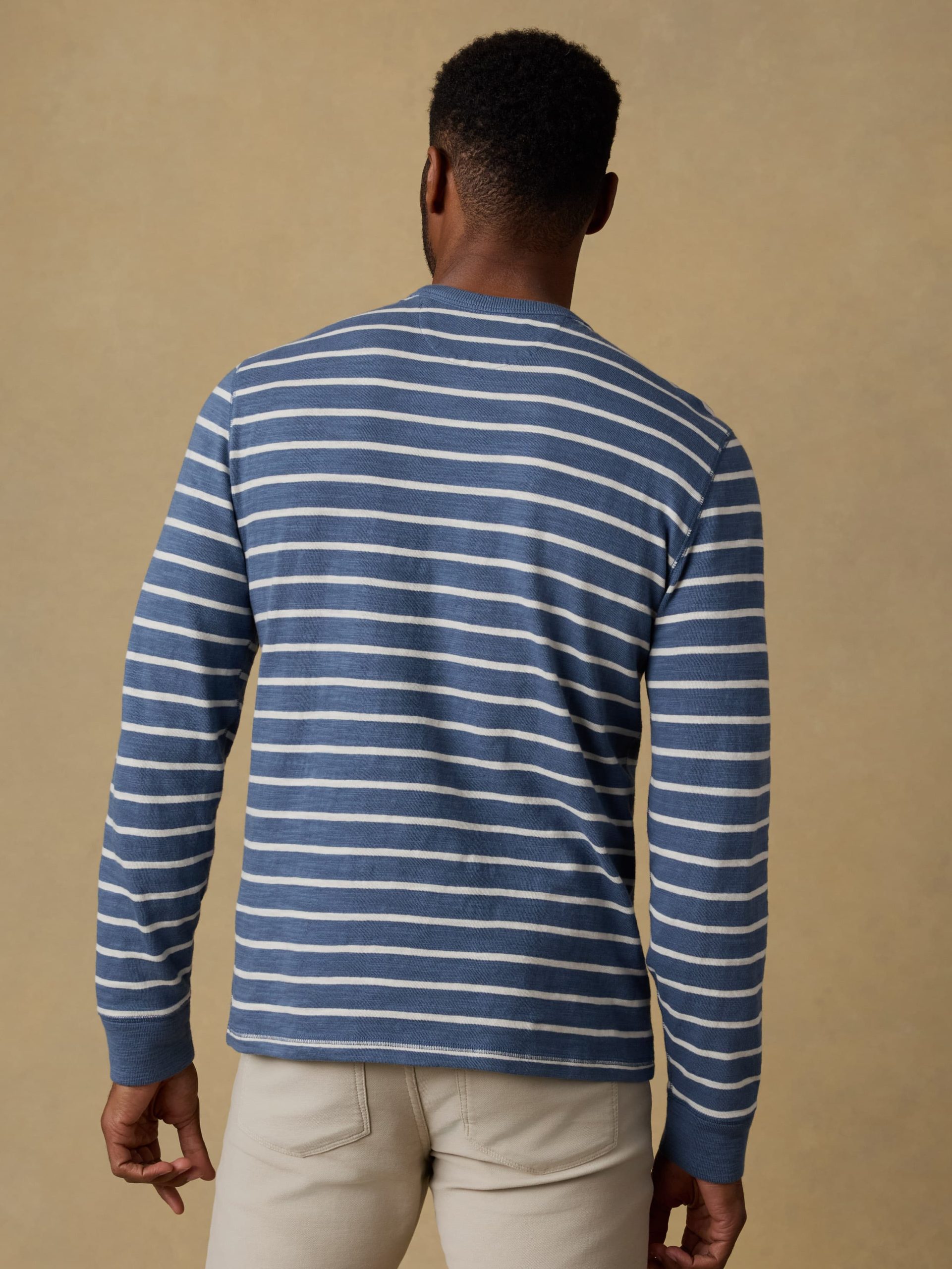Sunwashed Slub Crew - Breaker Blue Breton Stripe - Image 3