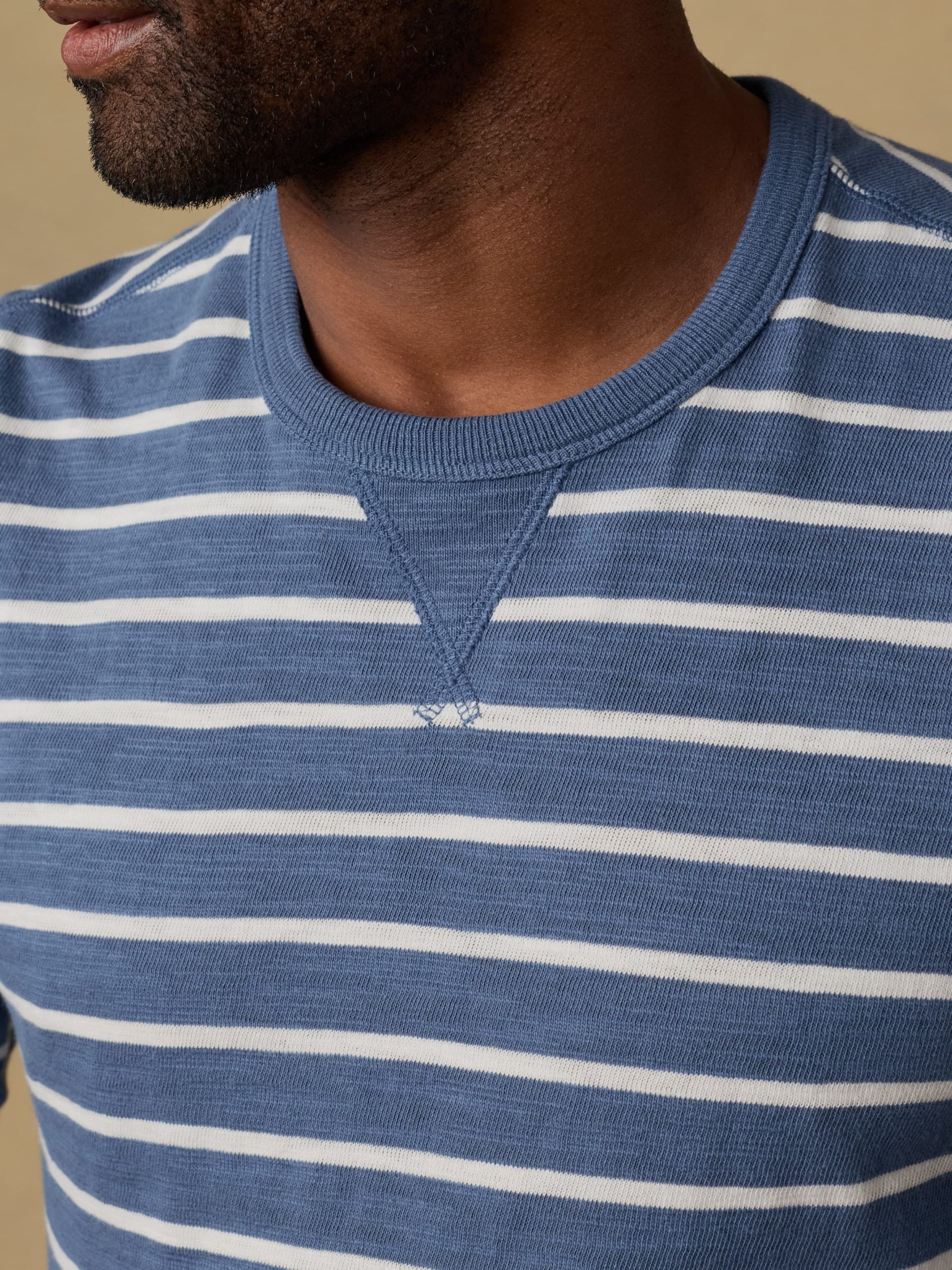Sunwashed Slub Crew - Breaker Blue Breton Stripe - Image 4
