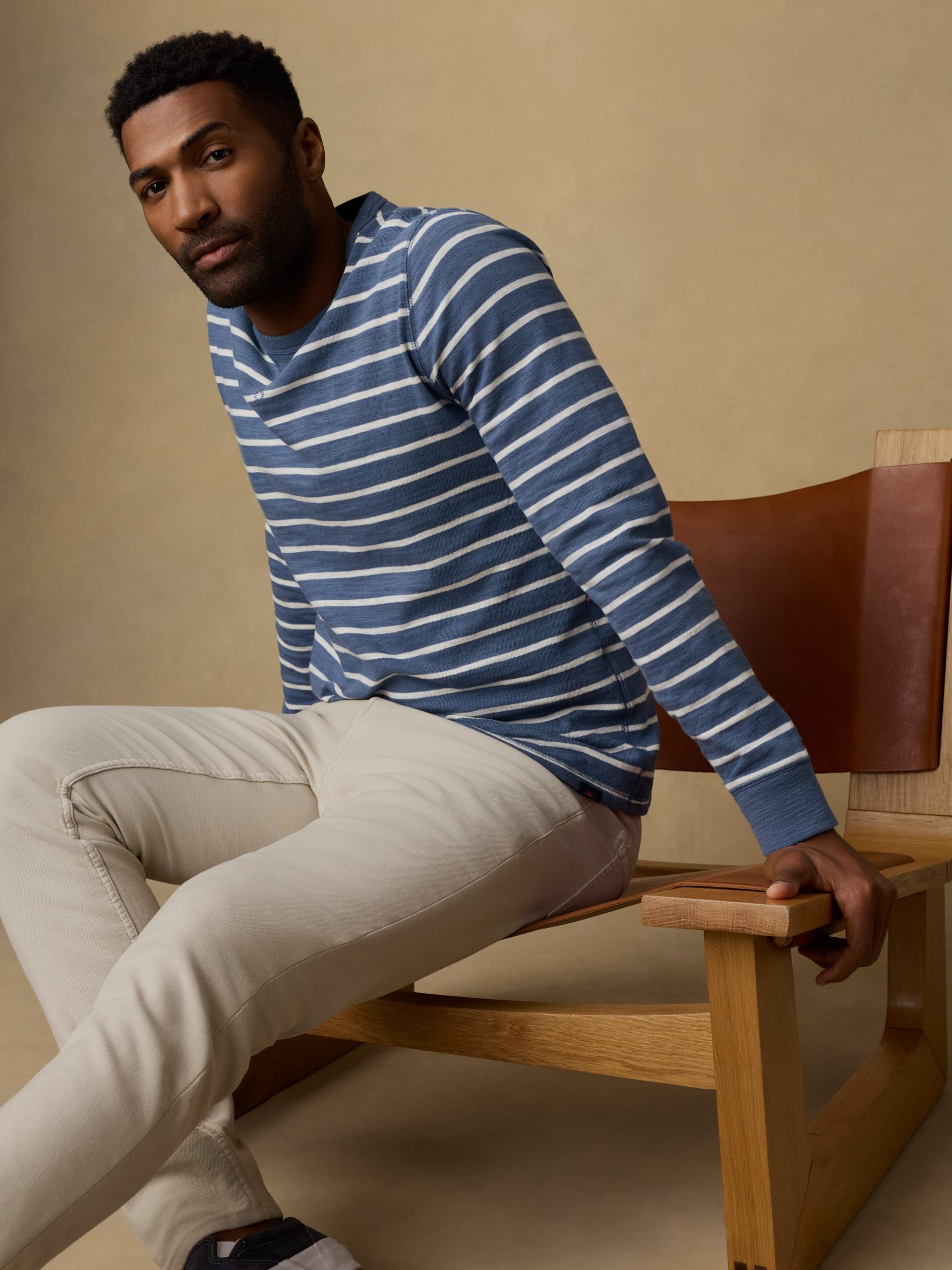 Sunwashed Slub Crew - Breaker Blue Breton Stripe - Image 2