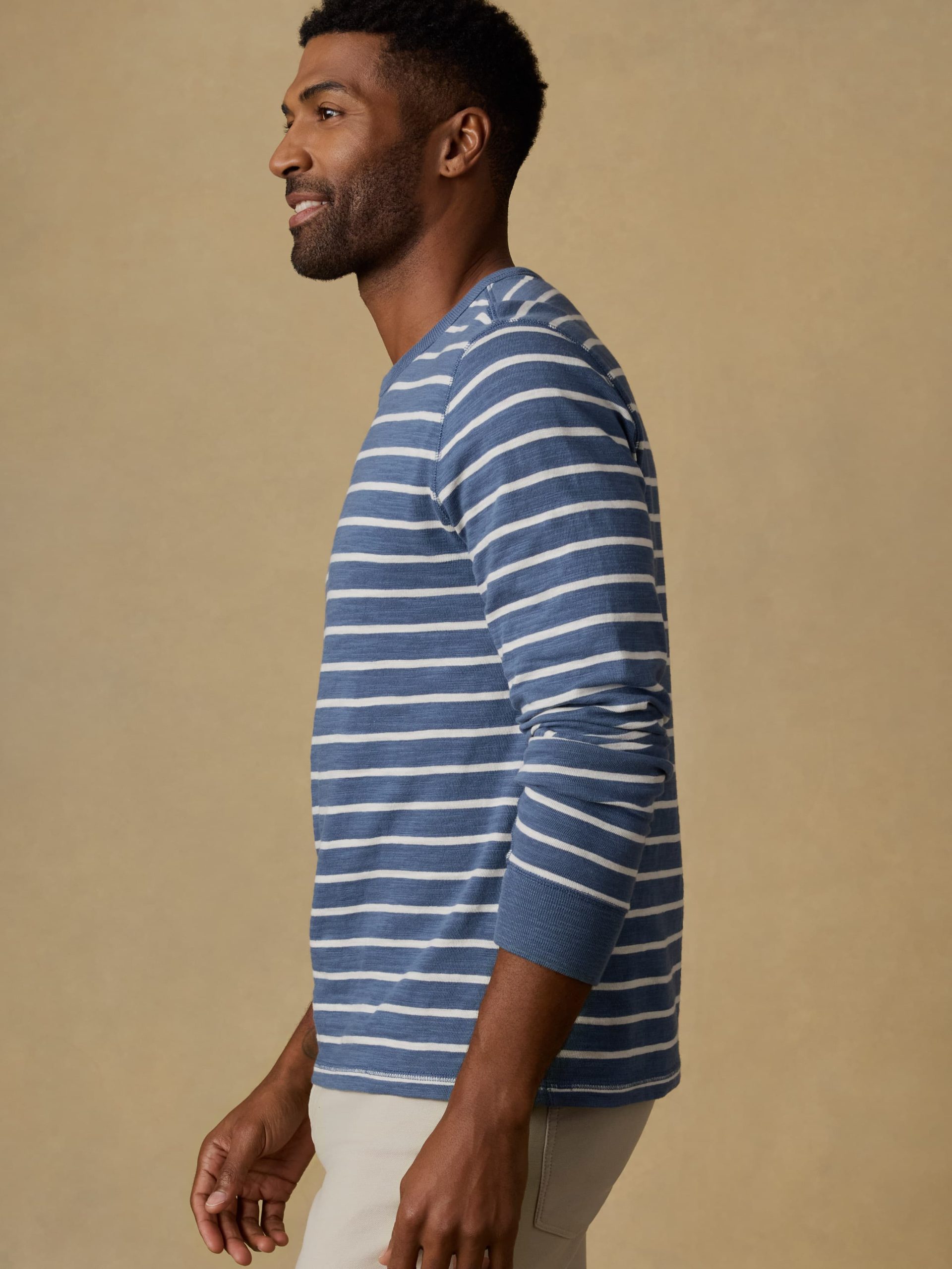Sunwashed Slub Crew - Breaker Blue Breton Stripe - Image 6