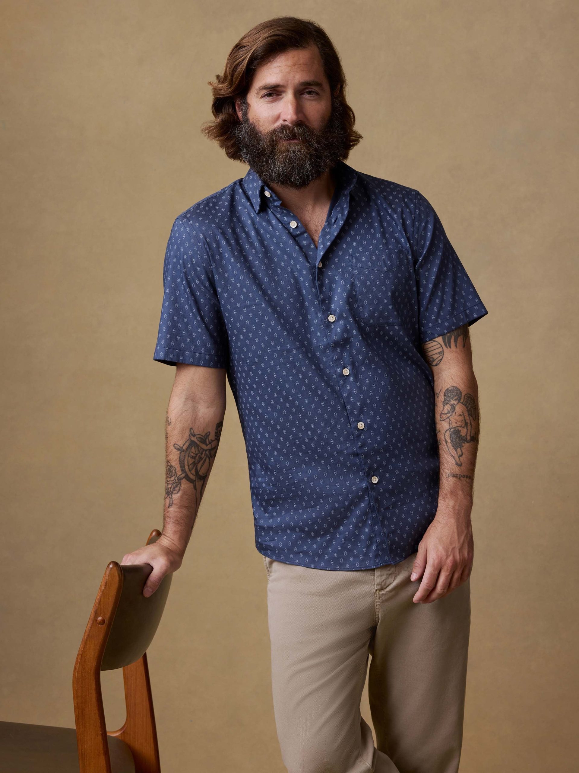 Short-Sleeve Movement? Monterey Shirt - Navy Dusk Diamond