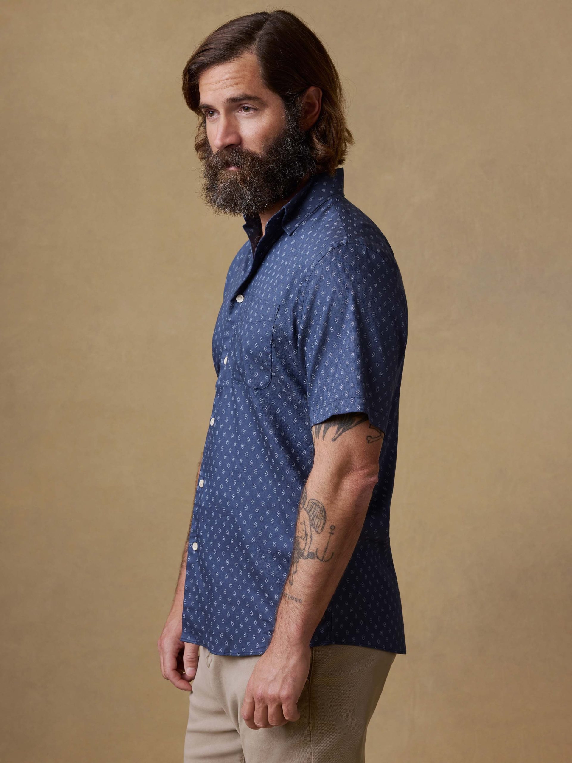 Short-Sleeve Movement? Monterey Shirt - Navy Dusk Diamond - Image 4