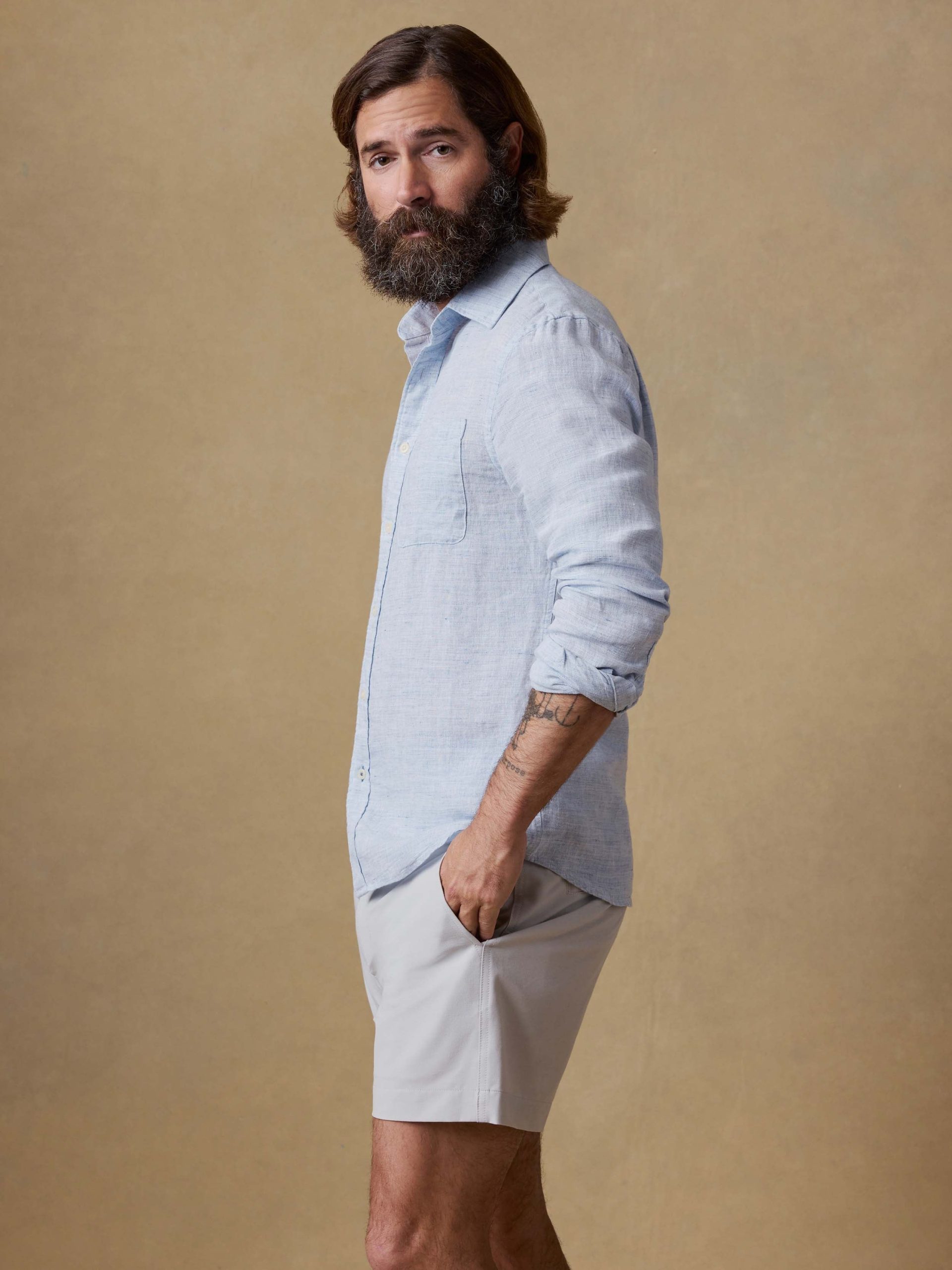 Laguna Linen Shirt - Light Blue Melange - Image 4