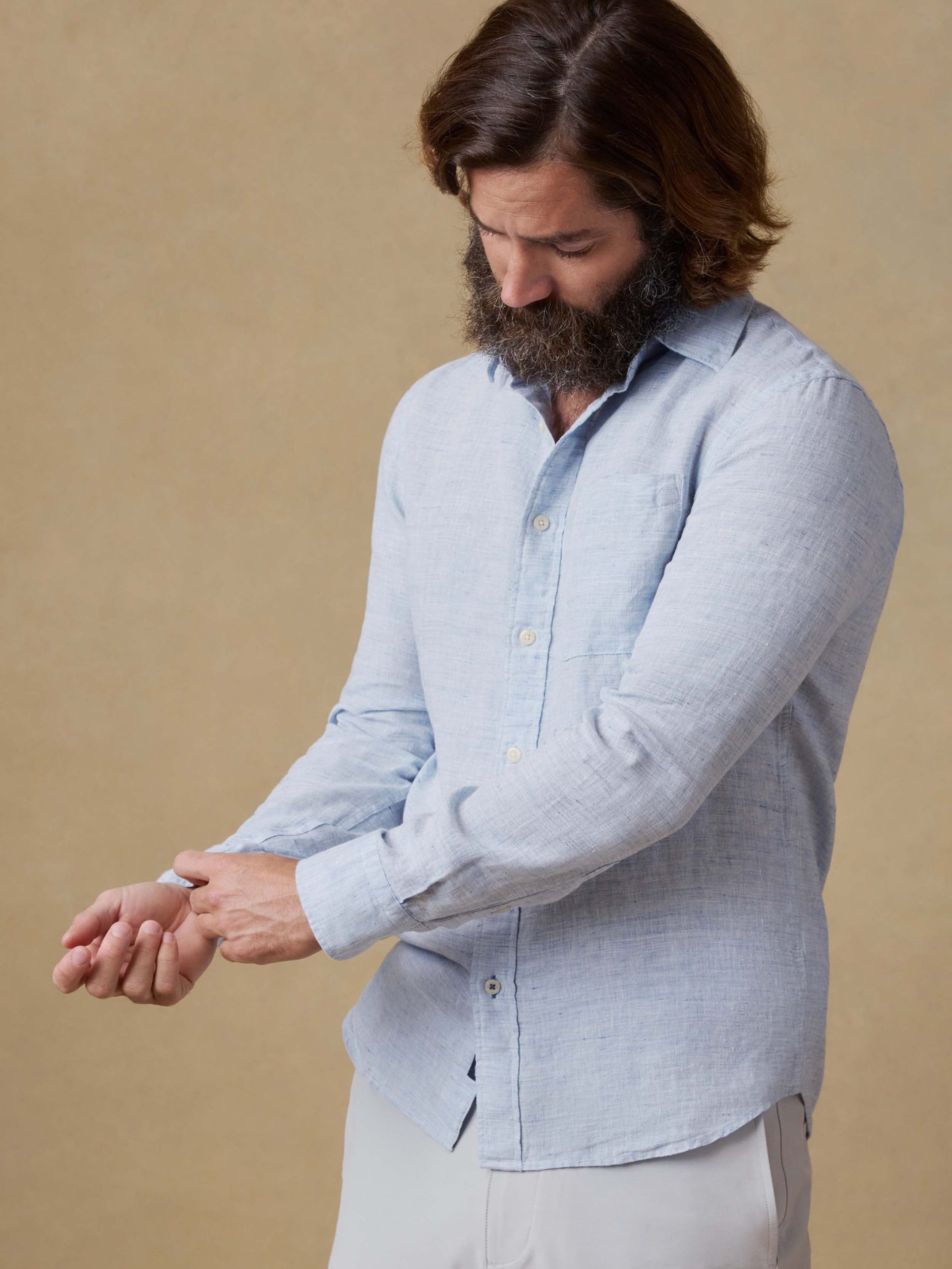 Laguna Linen Shirt - Light Blue Melange - Image 6