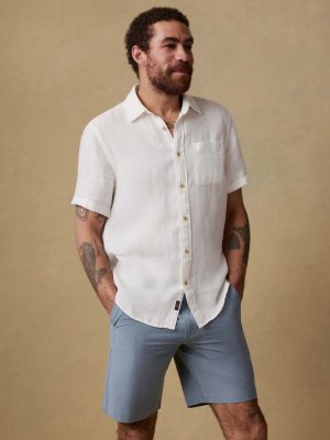 Short-Sleeve Palma Linen Shirt - Bright White Basketweave