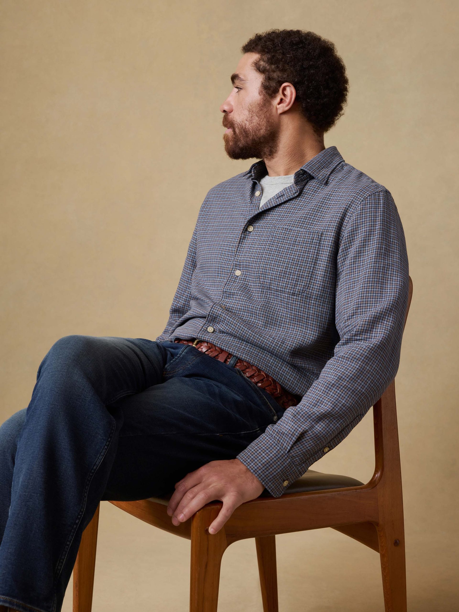 Palmetto Shirt - Navy Palm Check - Image 6