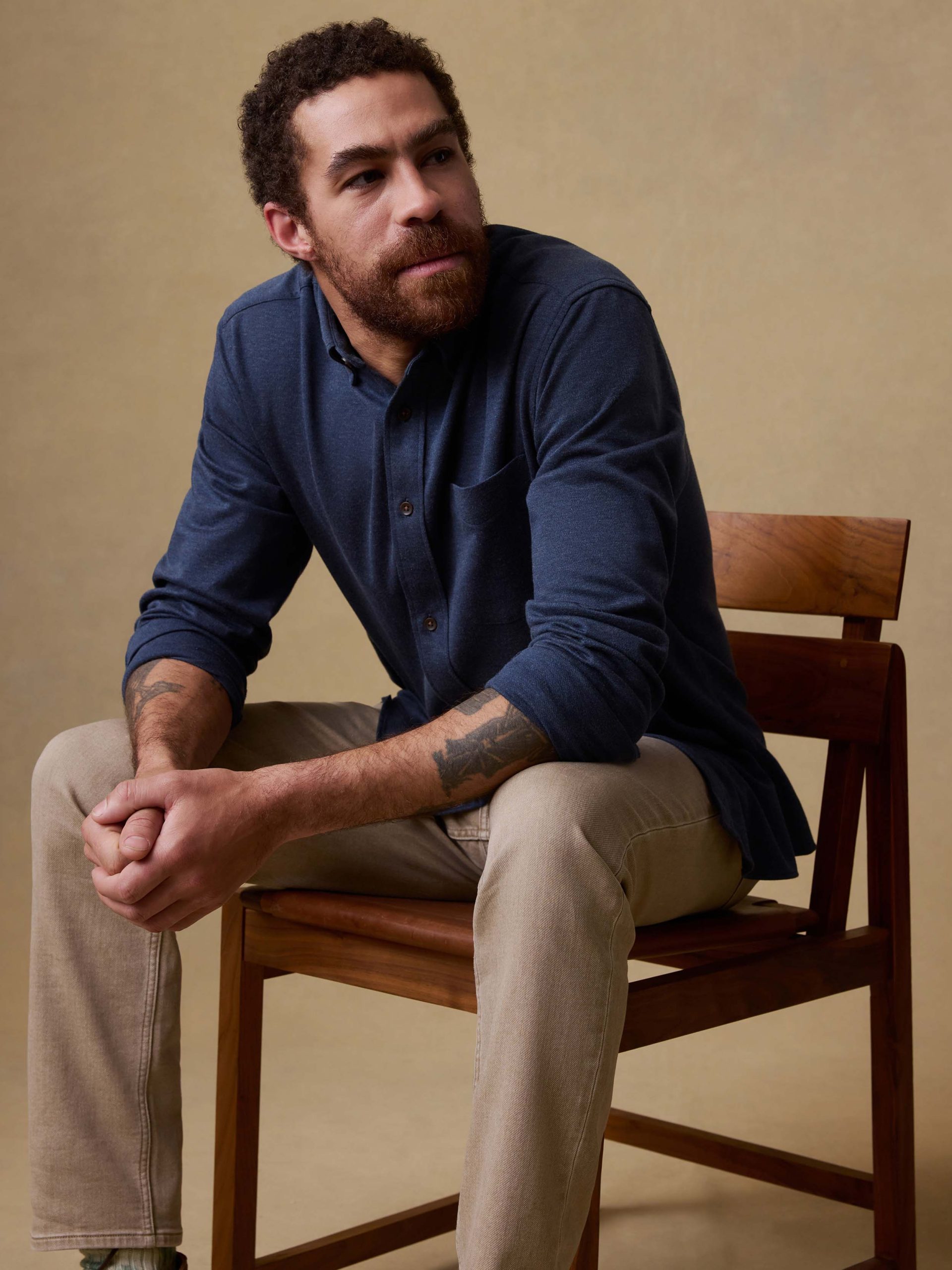 Coastline Knit Shirt - Ocean Heather Twill - Image 2