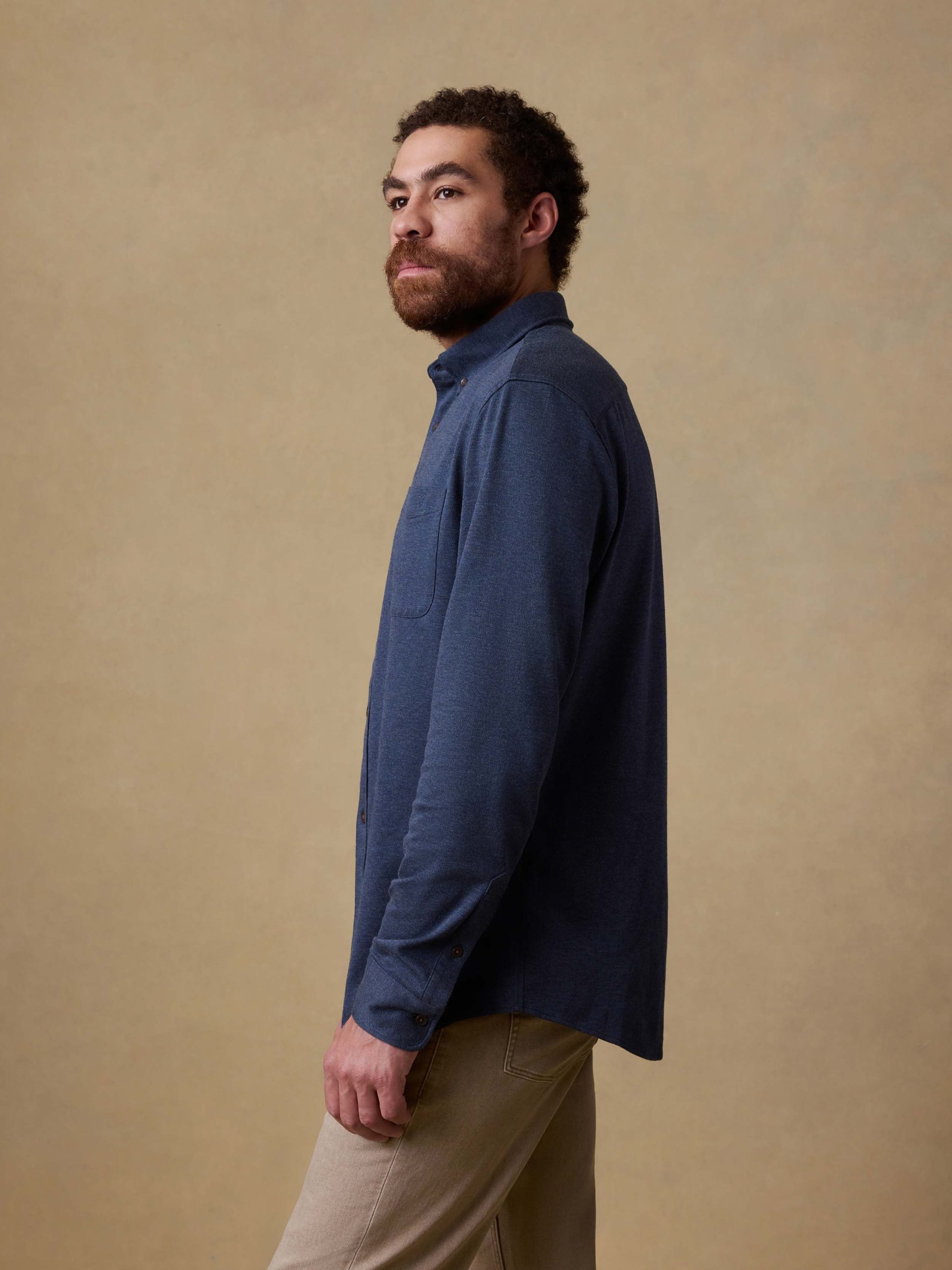 Coastline Knit Shirt - Ocean Heather Twill - Image 4