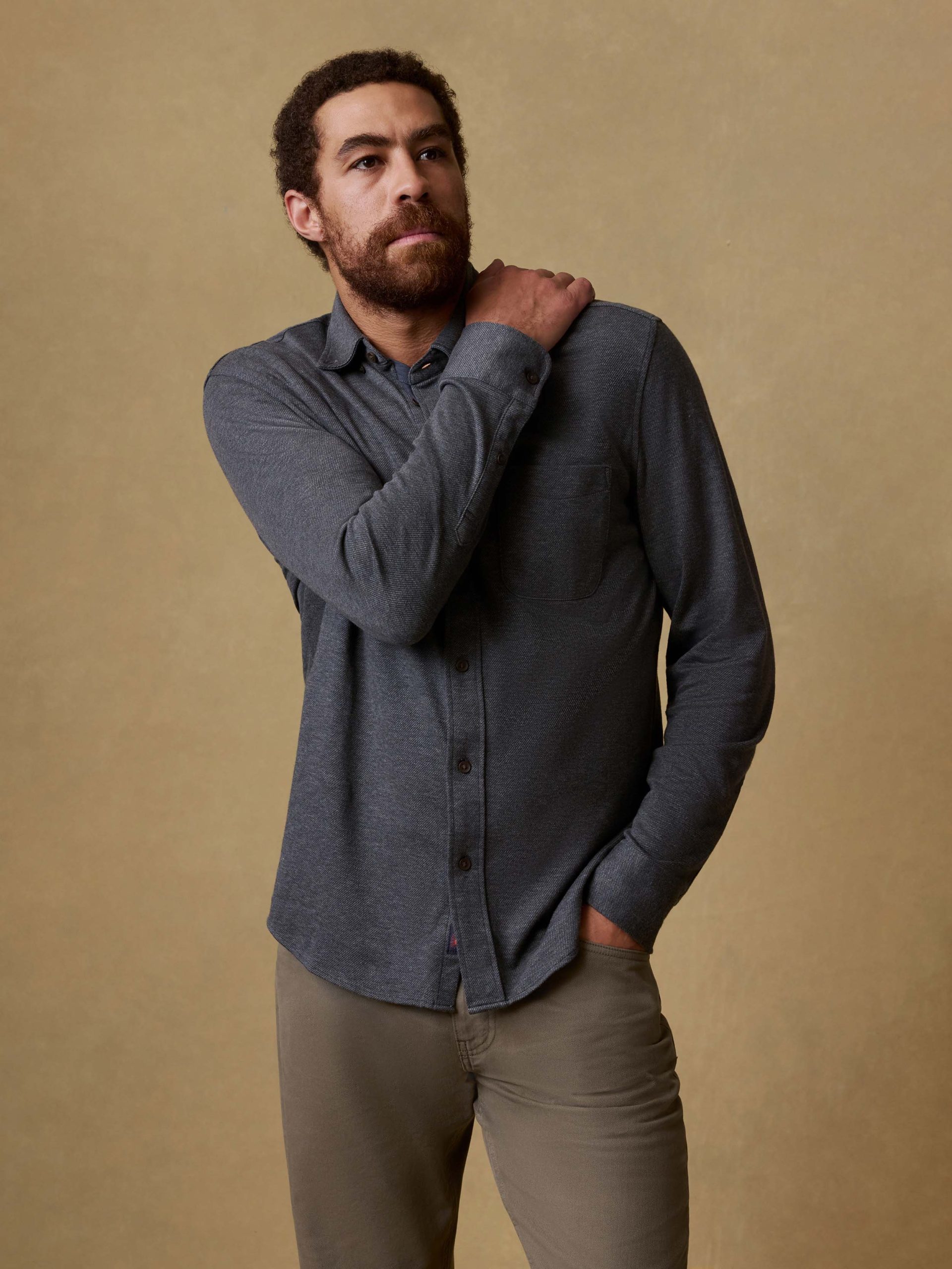 Coastline Knit Shirt - Charcoal Heather Twill - Image 2