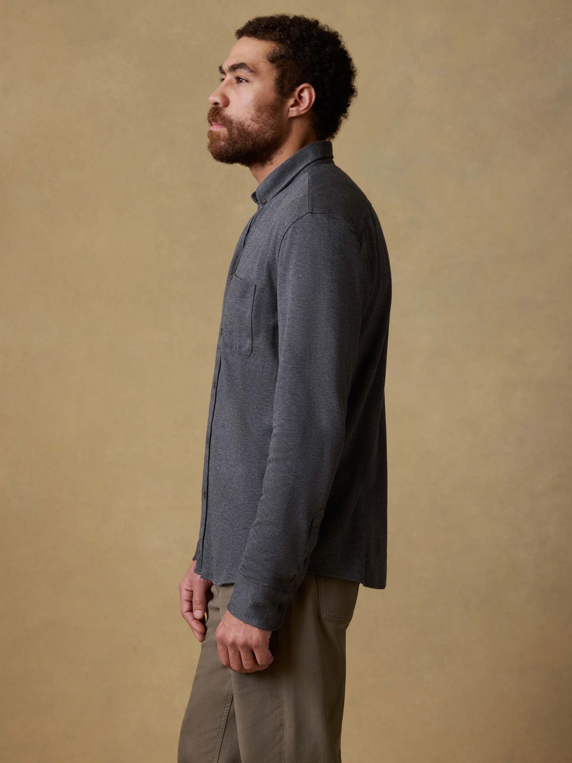 Coastline Knit Shirt - Charcoal Heather Twill - Image 6