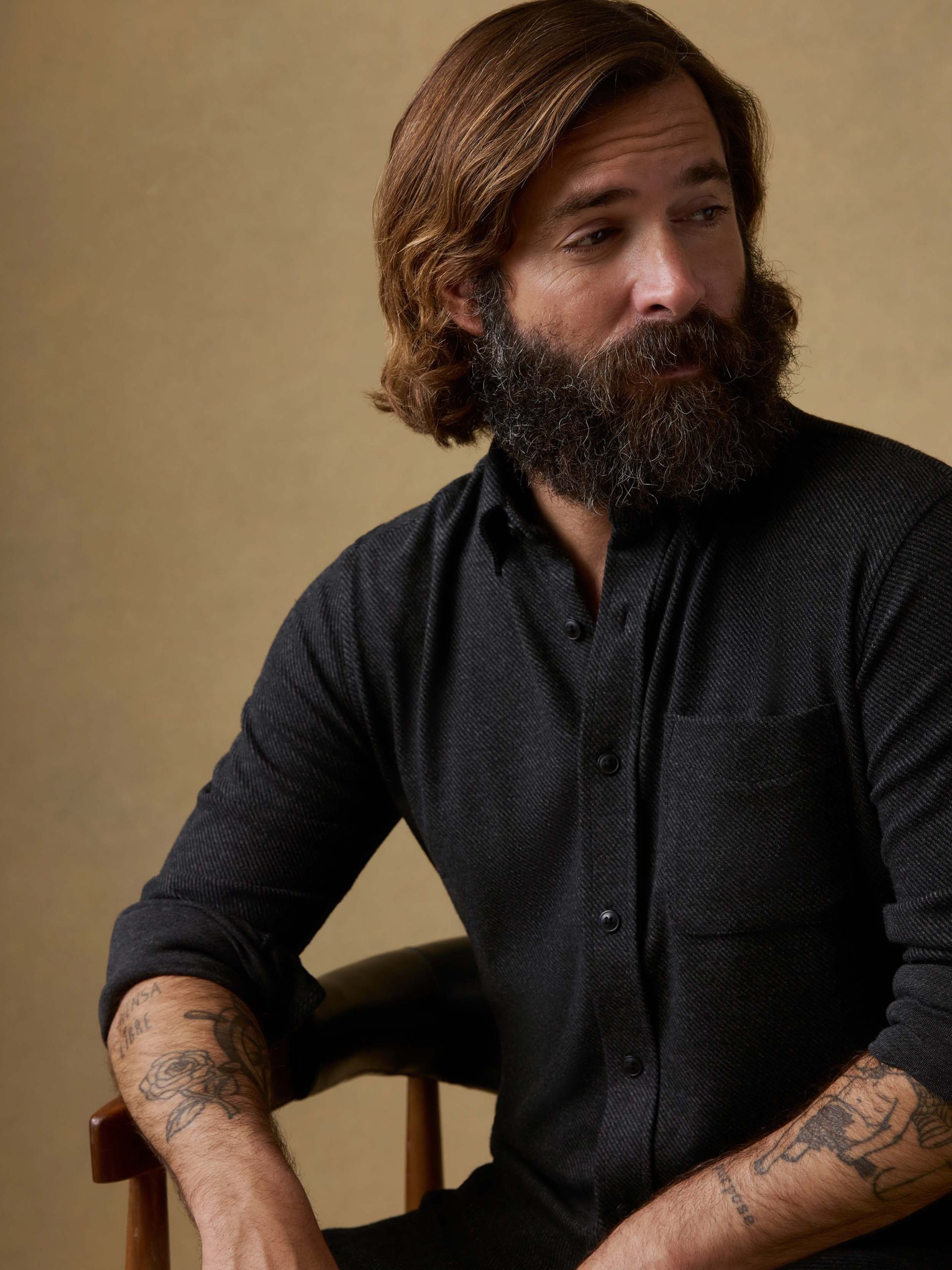 Legend? Sweater Shirt (Single Pocket) - Heathered Black Twill - Image 4