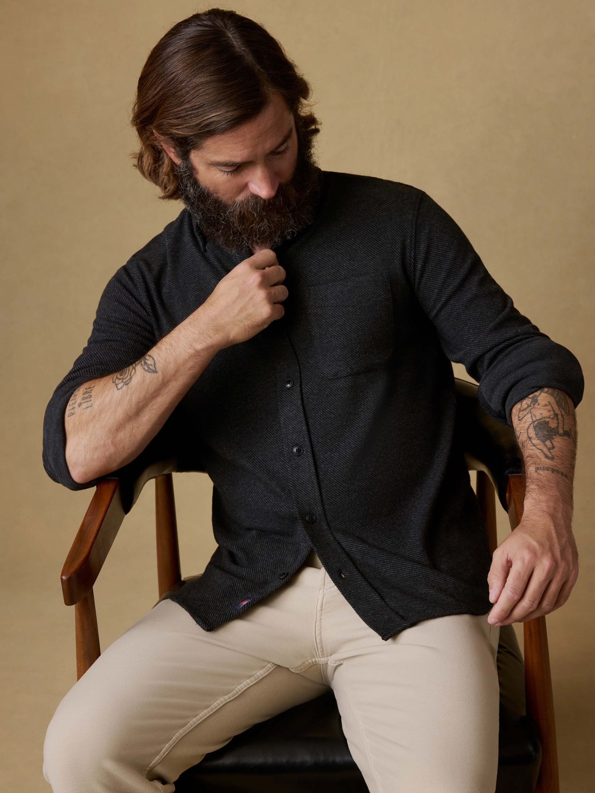 Legend? Sweater Shirt (Single Pocket) - Heathered Black Twill - Image 2
