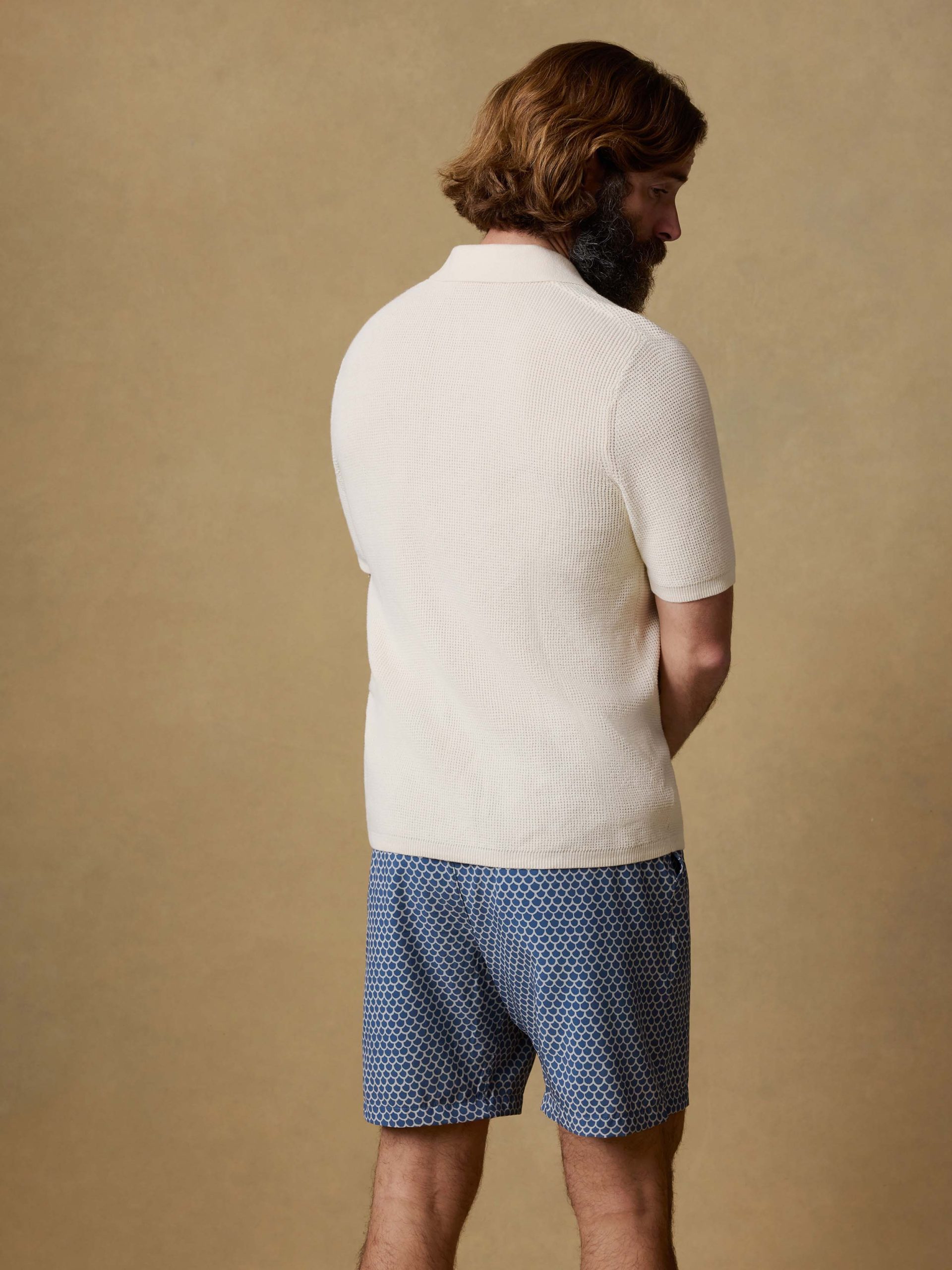 Short-Sleeve Sunwashed Sweater Polo - White Shell - Image 3