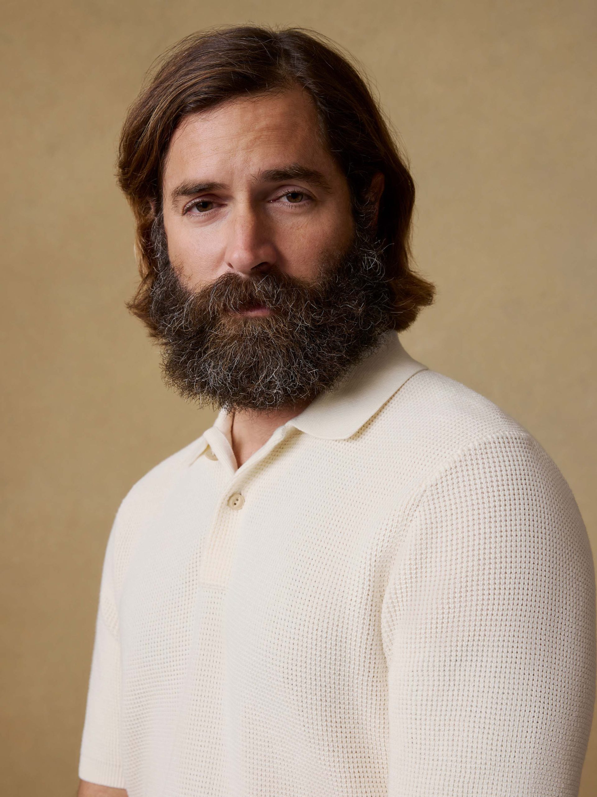 Short-Sleeve Sunwashed Sweater Polo - White Shell - Image 5