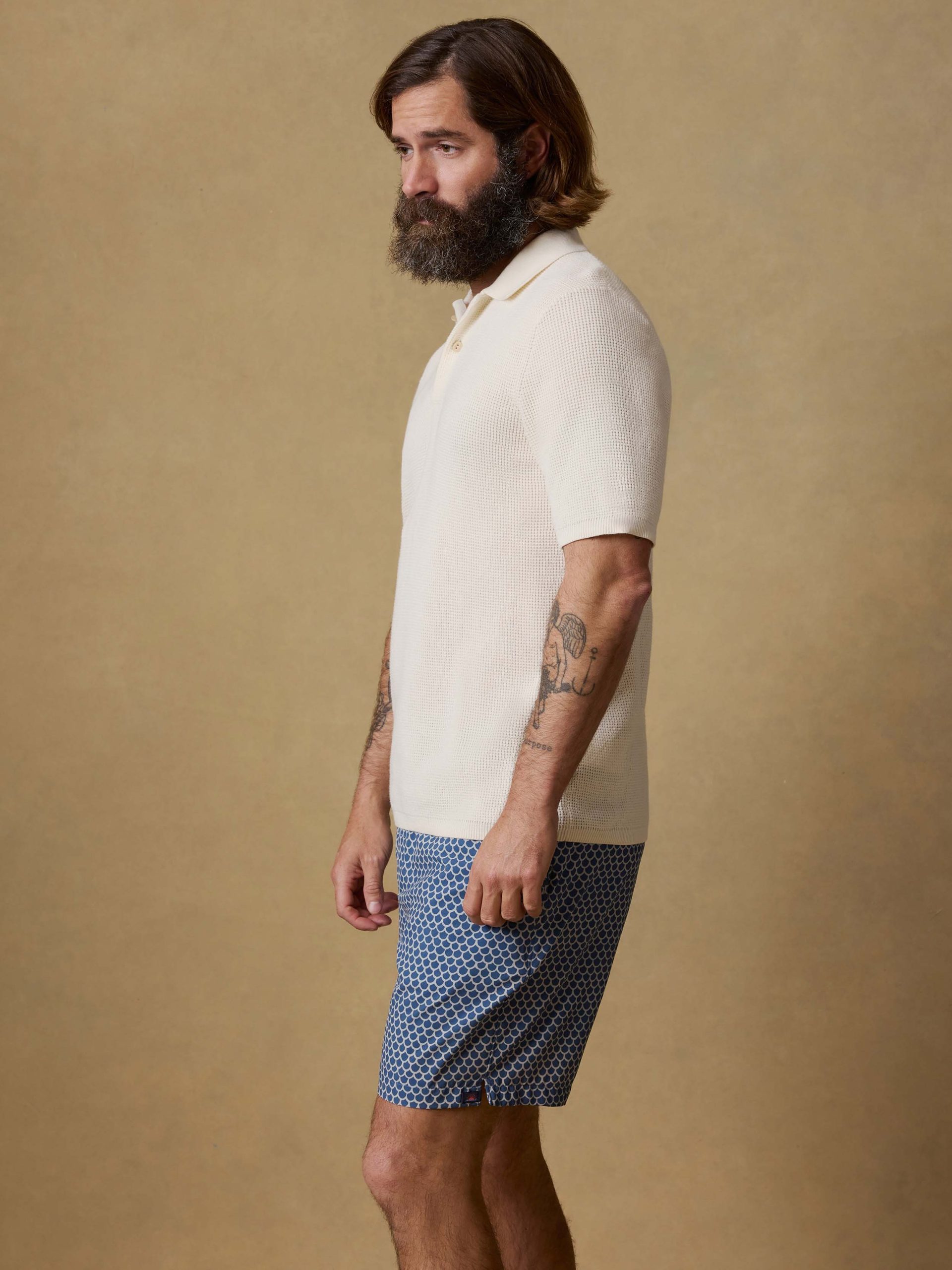 Short-Sleeve Sunwashed Sweater Polo - White Shell - Image 4