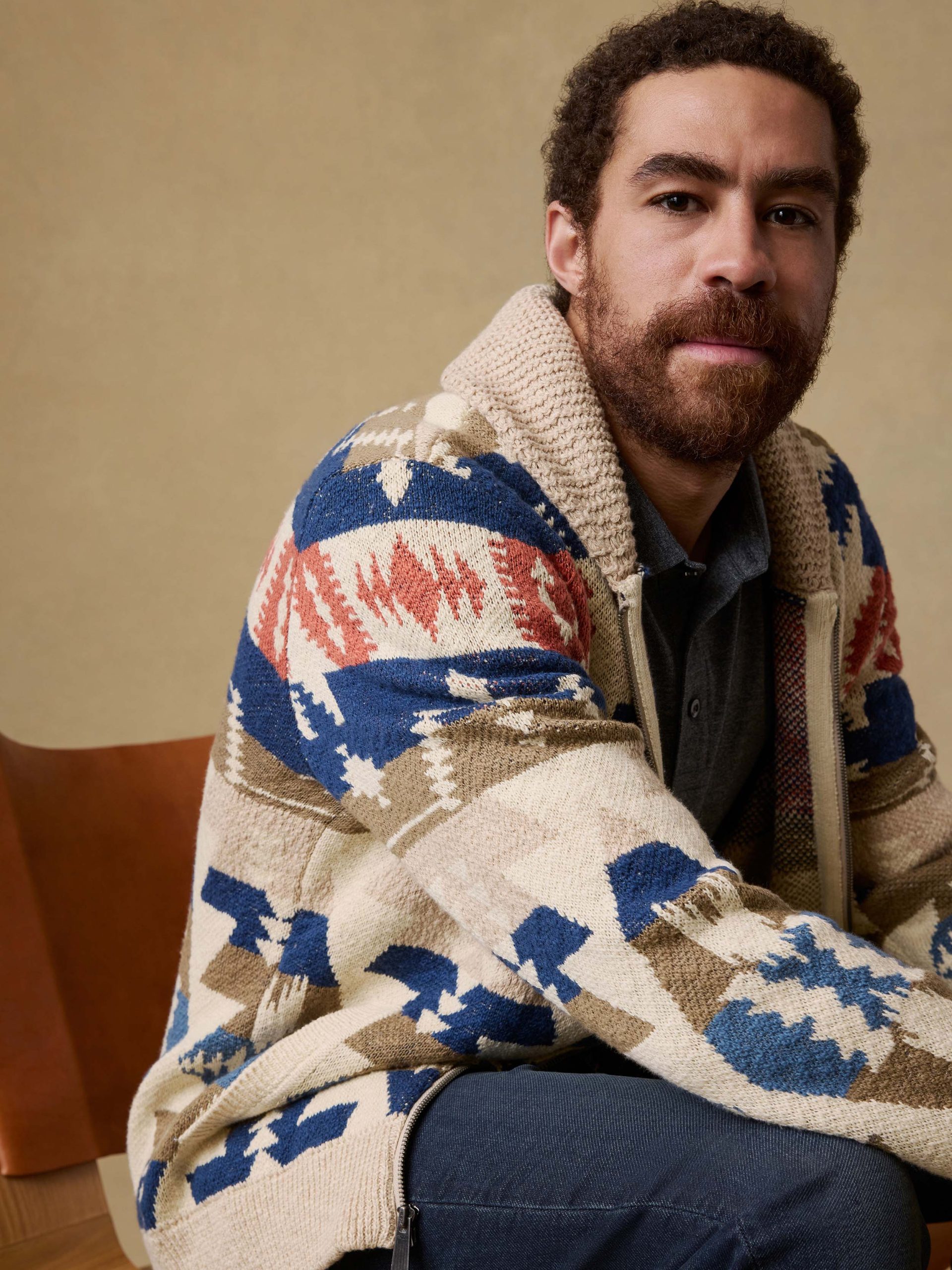 Thunder Voice Eagle Cardigan - Sand Four Eagles - Image 2