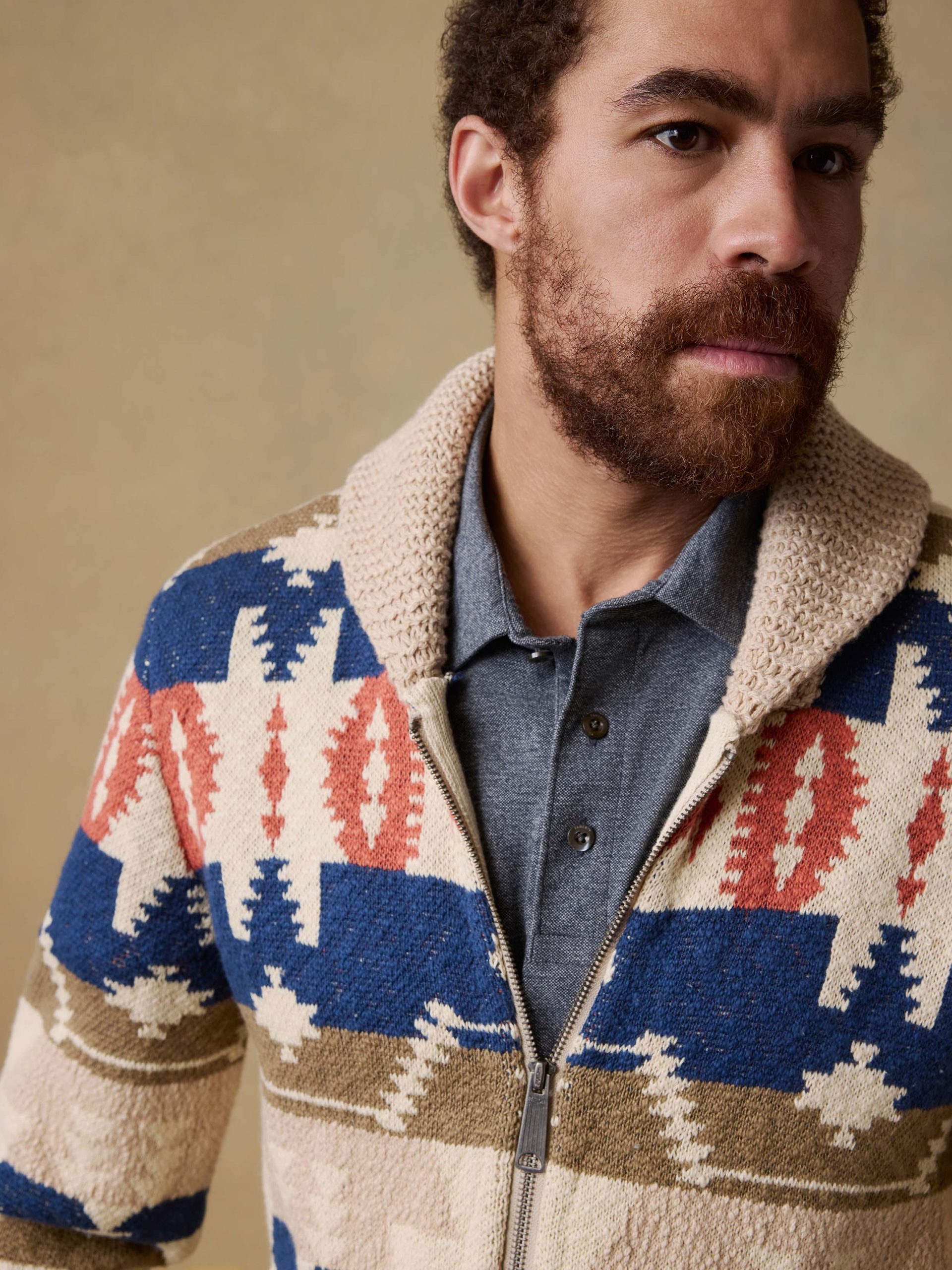 Thunder Voice Eagle Cardigan - Sand Four Eagles - Image 5