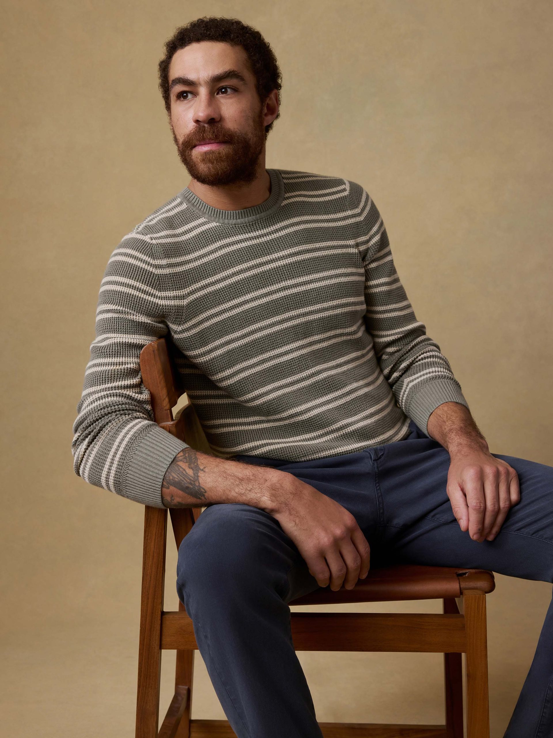 Sunwashed Crewneck Sweater - Sage Shore Stripe - Image 2