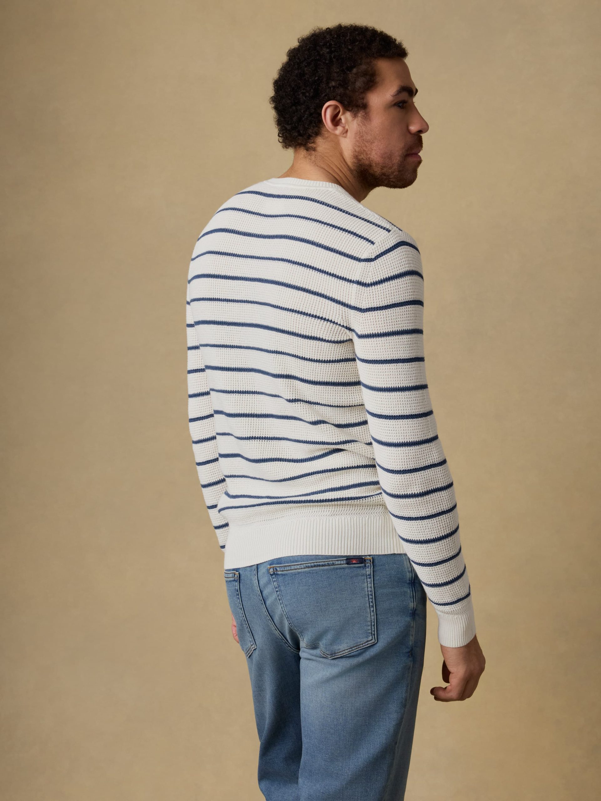 Sunwashed Crewneck Sweater - Ivory Night Stripe - Image 4