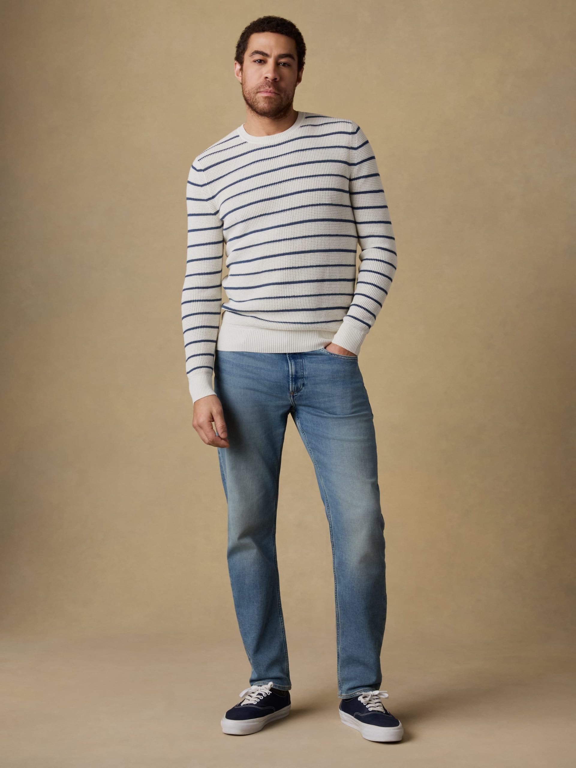 Sunwashed Crewneck Sweater - Ivory Night Stripe - Image 5