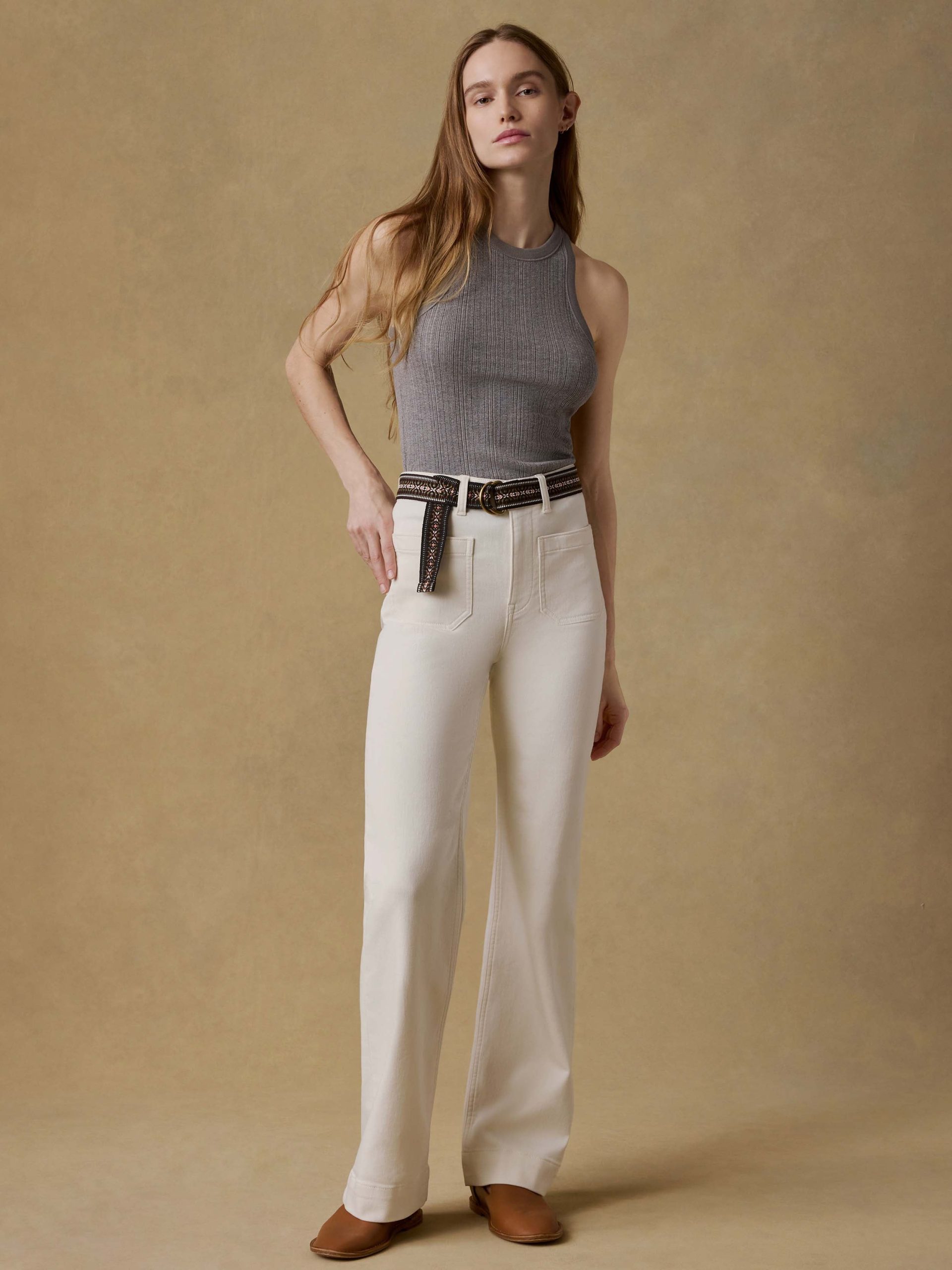 Stretch Terry Patch Pocket Pant - Egret - Image 2