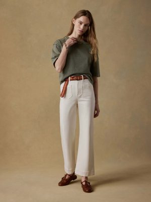 Stretch Terry Patch Pocket Ankle Pant - Egret