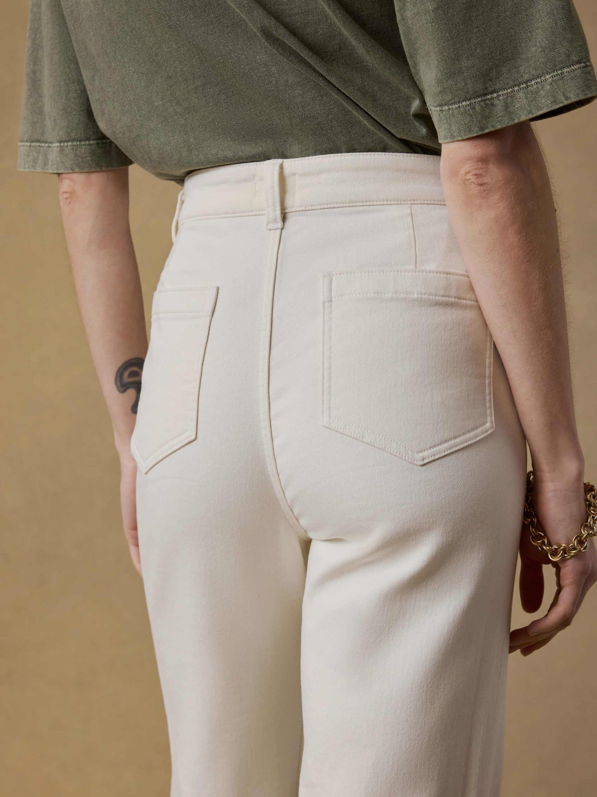 Stretch Terry Patch Pocket Ankle Pant - Egret - Image 5
