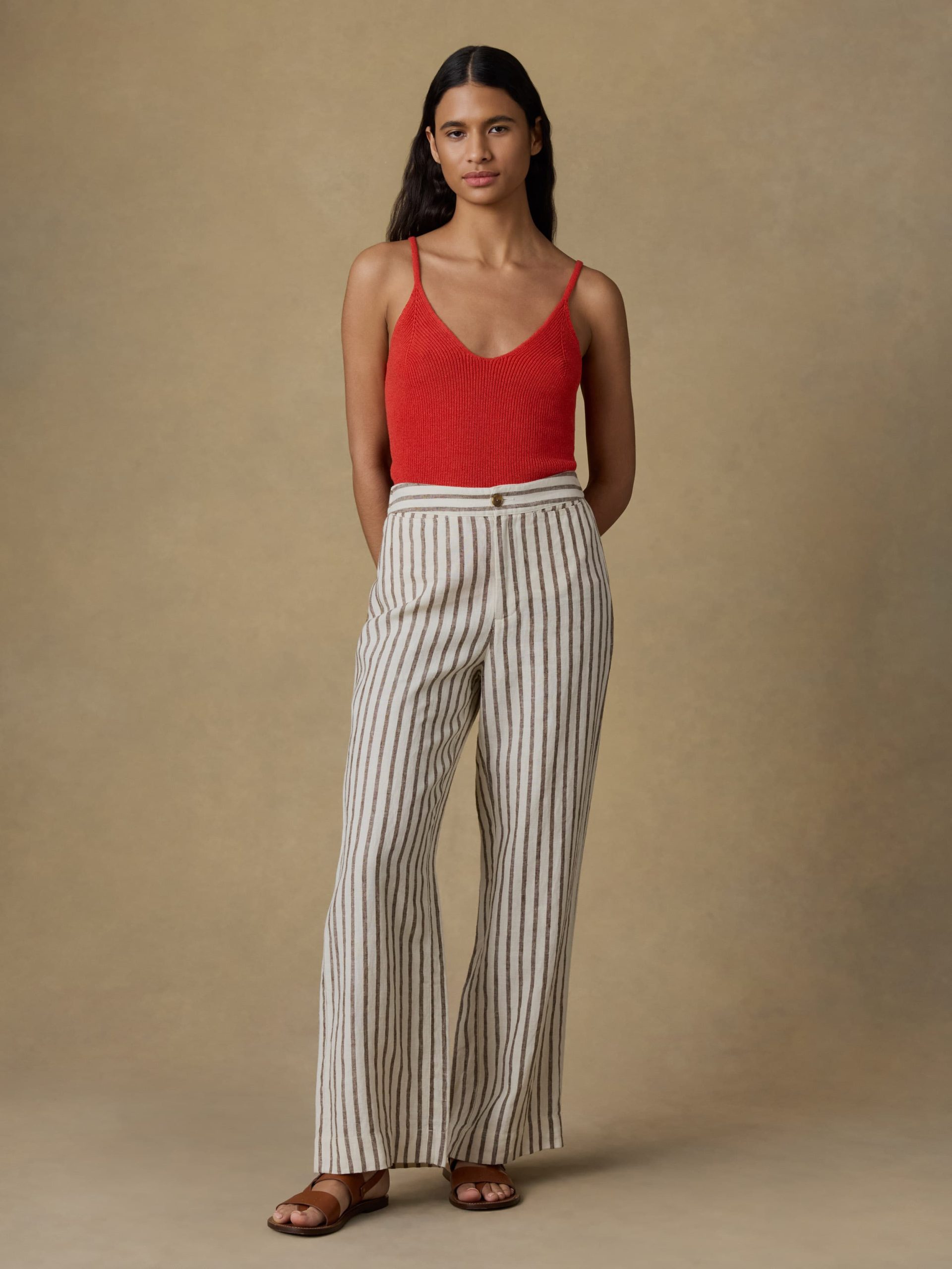 Sun Strider Linen Pant - Cocoa Grove Stripe - Image 2