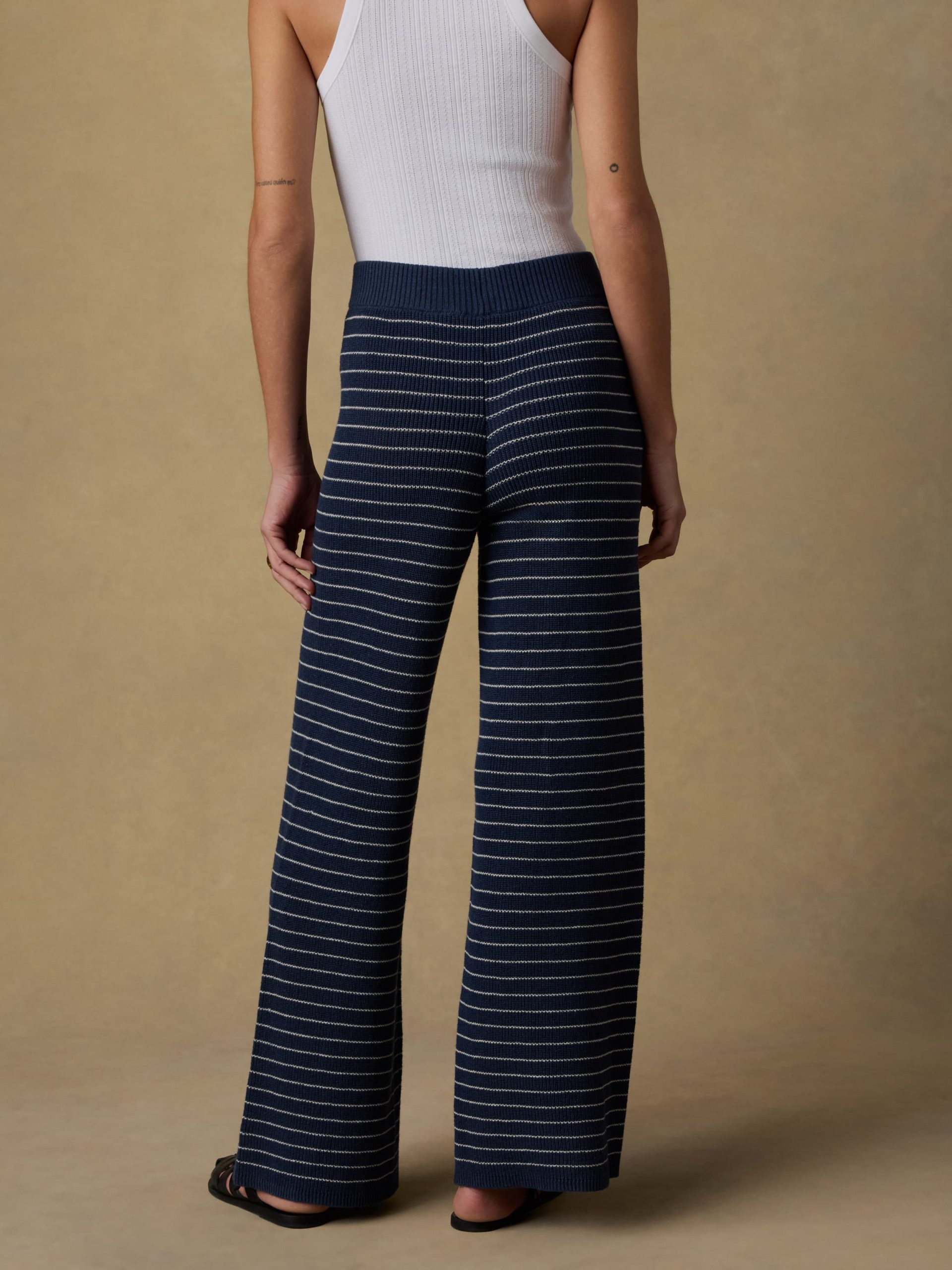 Miramar Linen Sweater Pant - Navy Stripe - Image 4