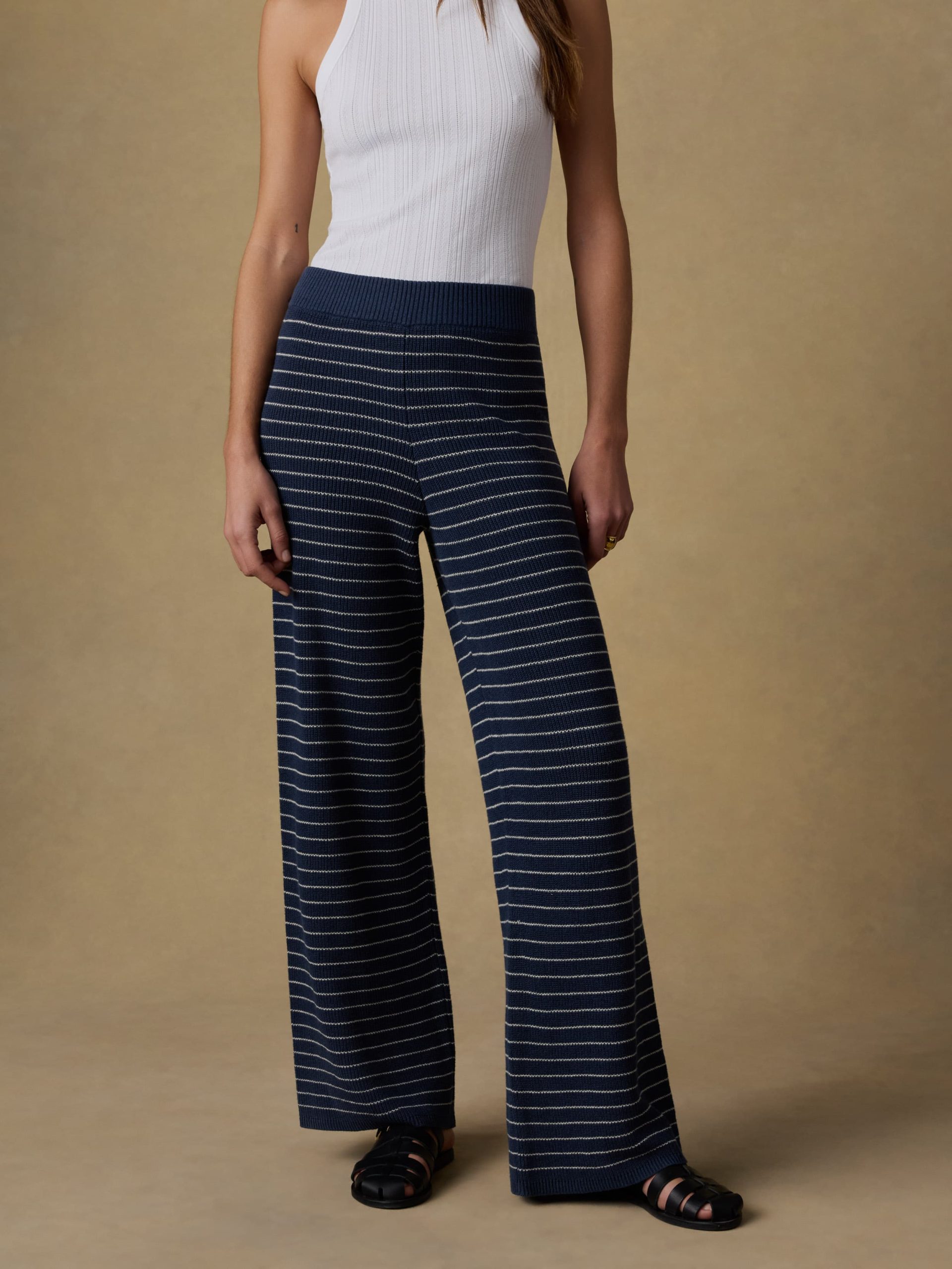 Miramar Linen Sweater Pant - Navy Stripe - Image 3