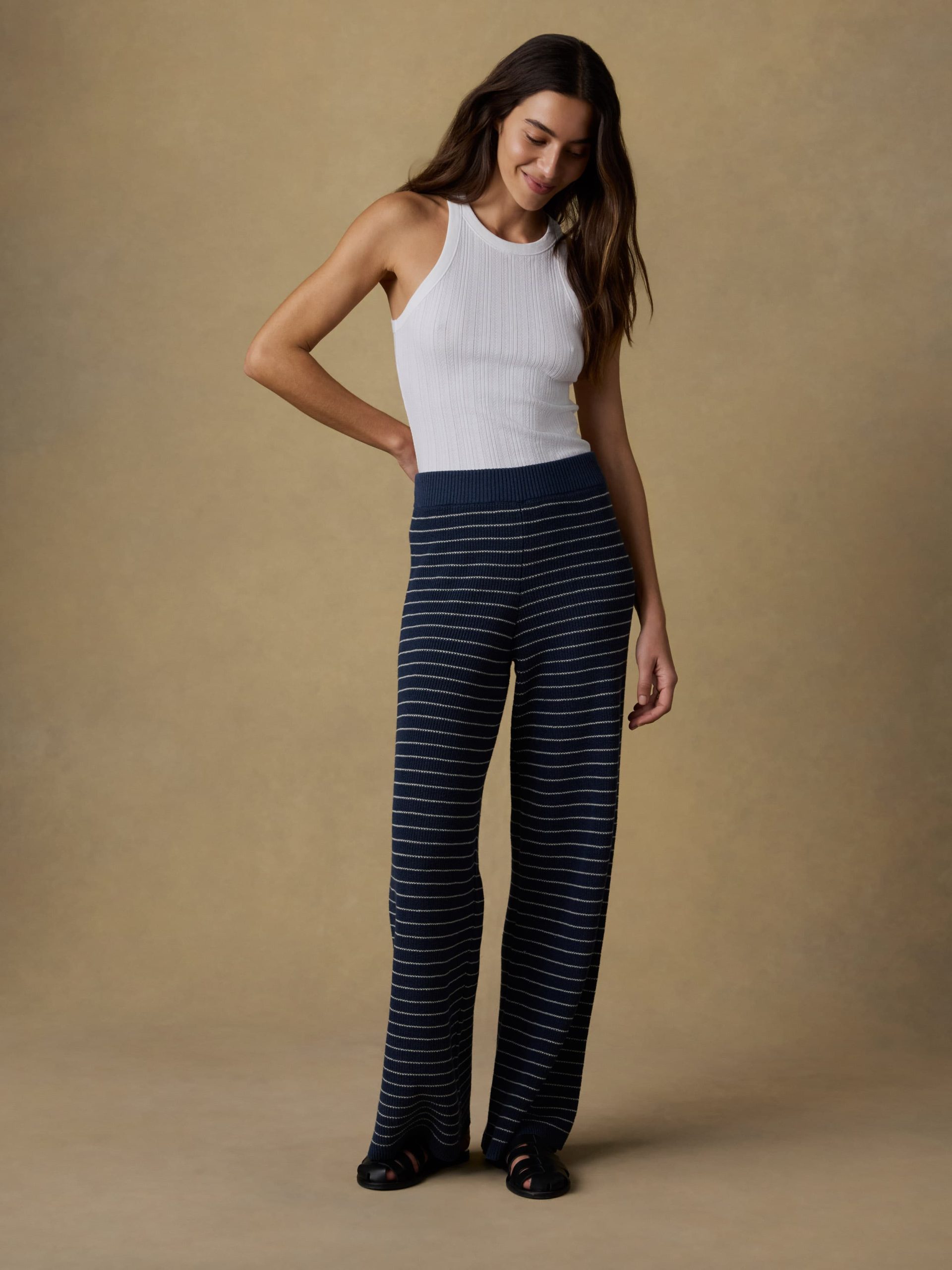Miramar Linen Sweater Pant - Navy Stripe - Image 5