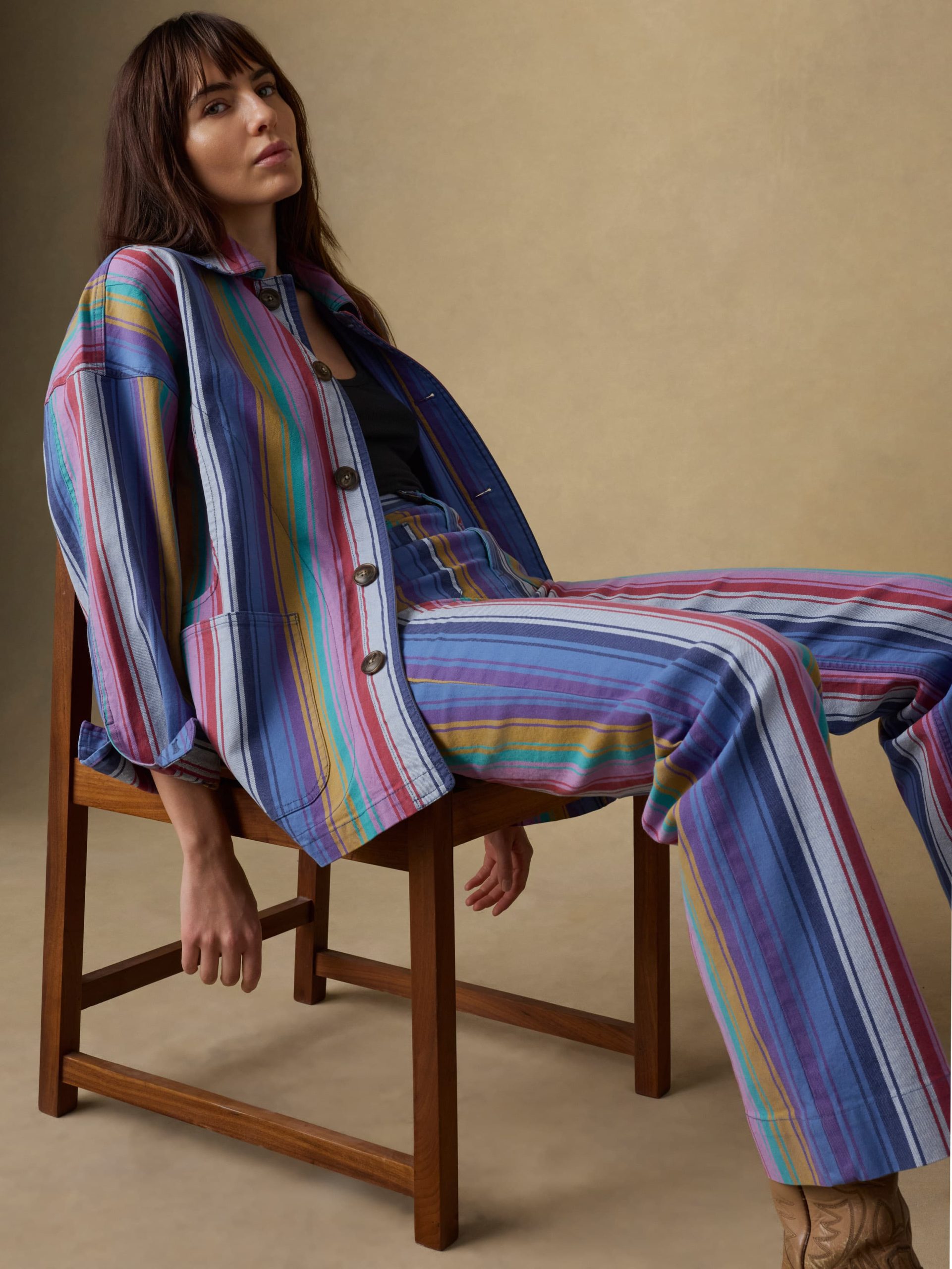 Sunset Denim Patch Pocket Pant - Painted Row Stripe - Image 2