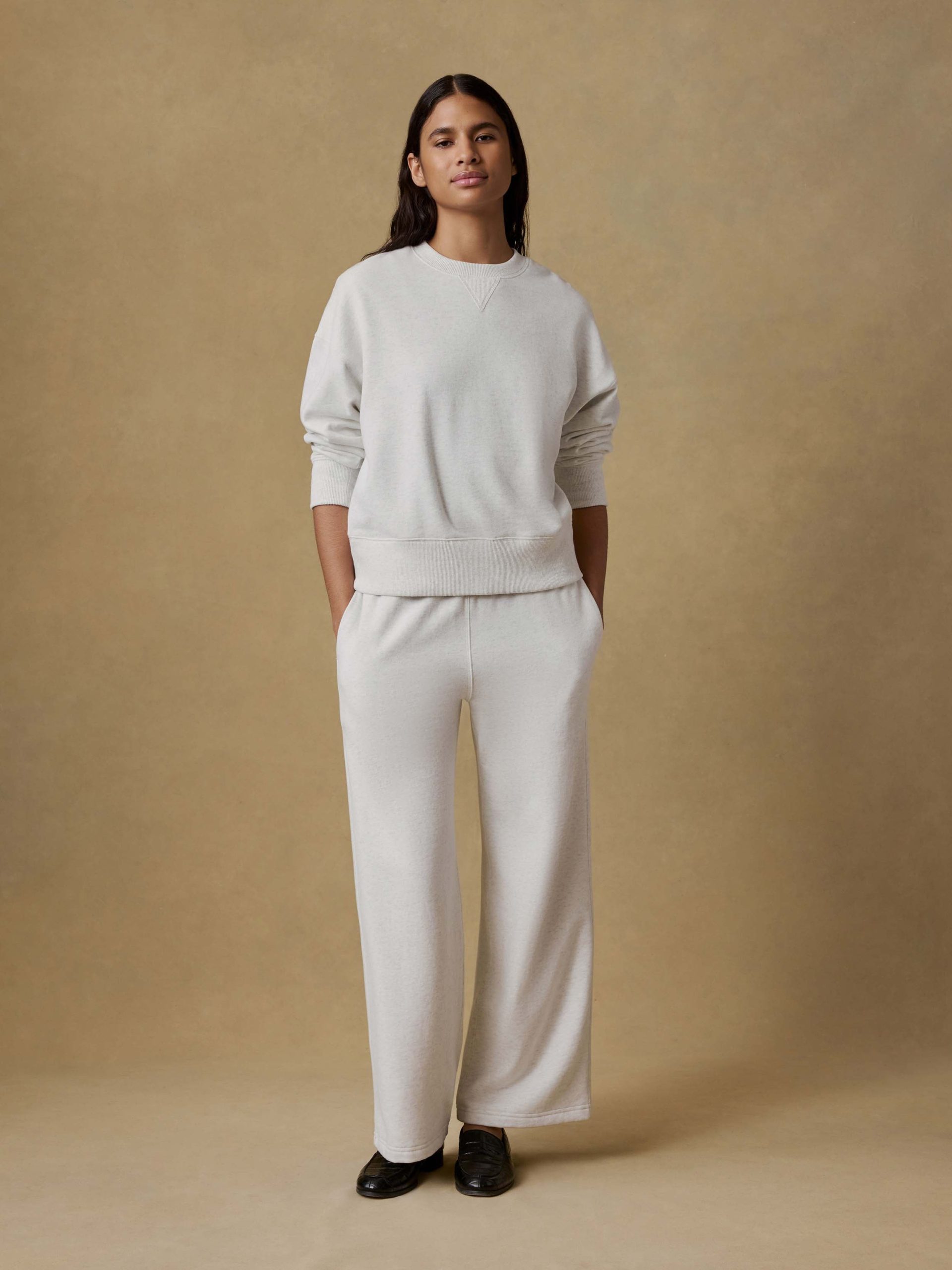 High Standard Fleece Wide Leg Sweatpant - Ice Grey Heather - Image 2