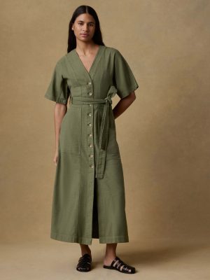 Soft Stretch Twill Camille Dress - Moss