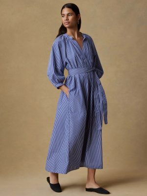 Coastal Poplin Kaia Dress - Endless Coast Stripe