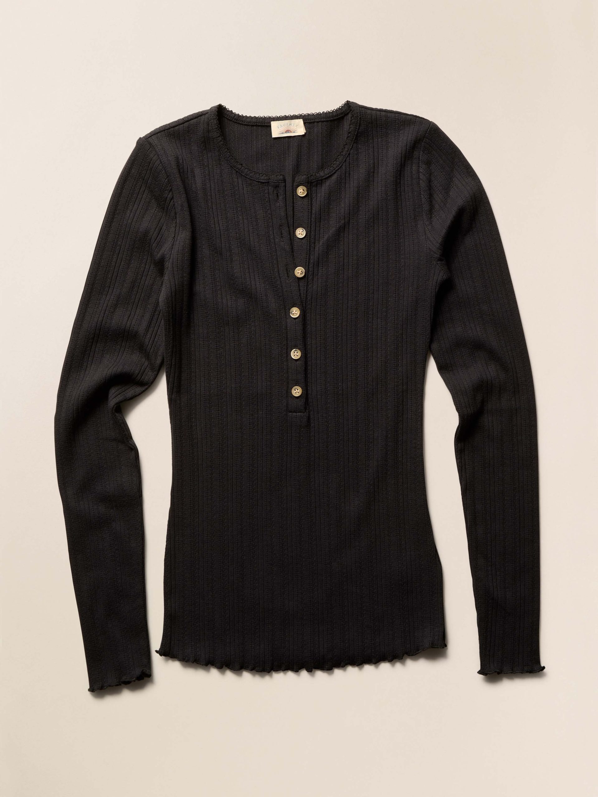 Paradise Pointelle Henley - Black - Image 7