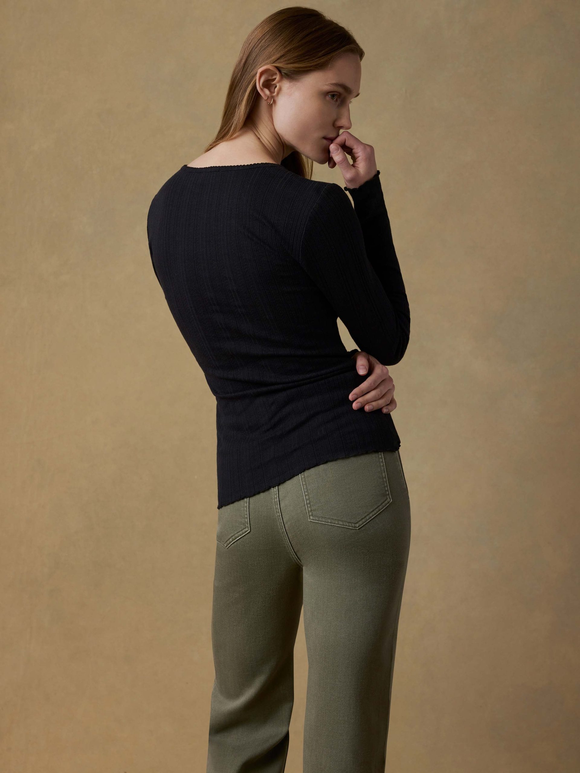 Paradise Pointelle Henley - Black - Image 5