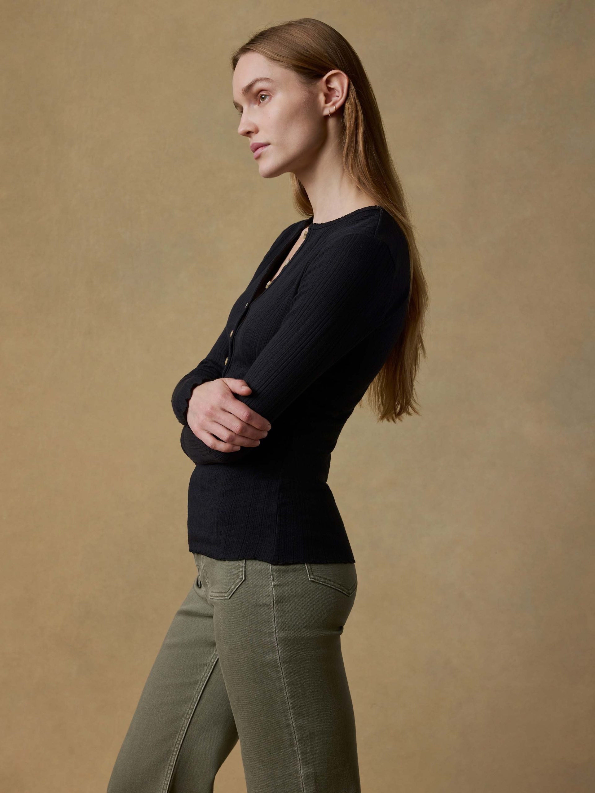 Paradise Pointelle Henley - Black - Image 3